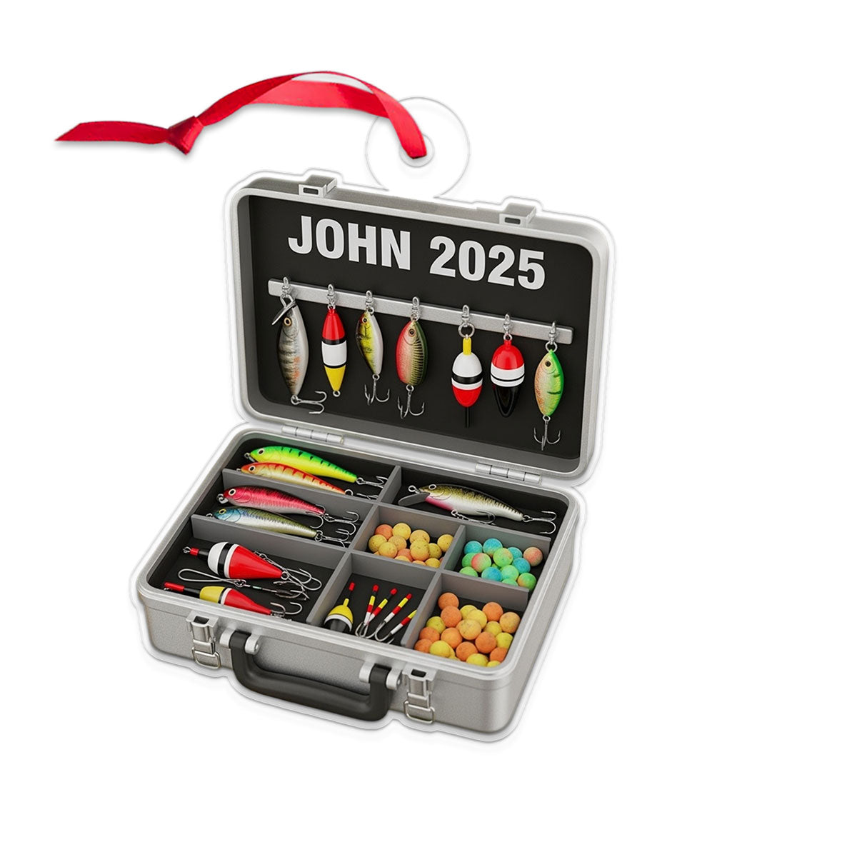 Custom Name Fishing Tackle Box Acrylic Ornament Christmas Gift