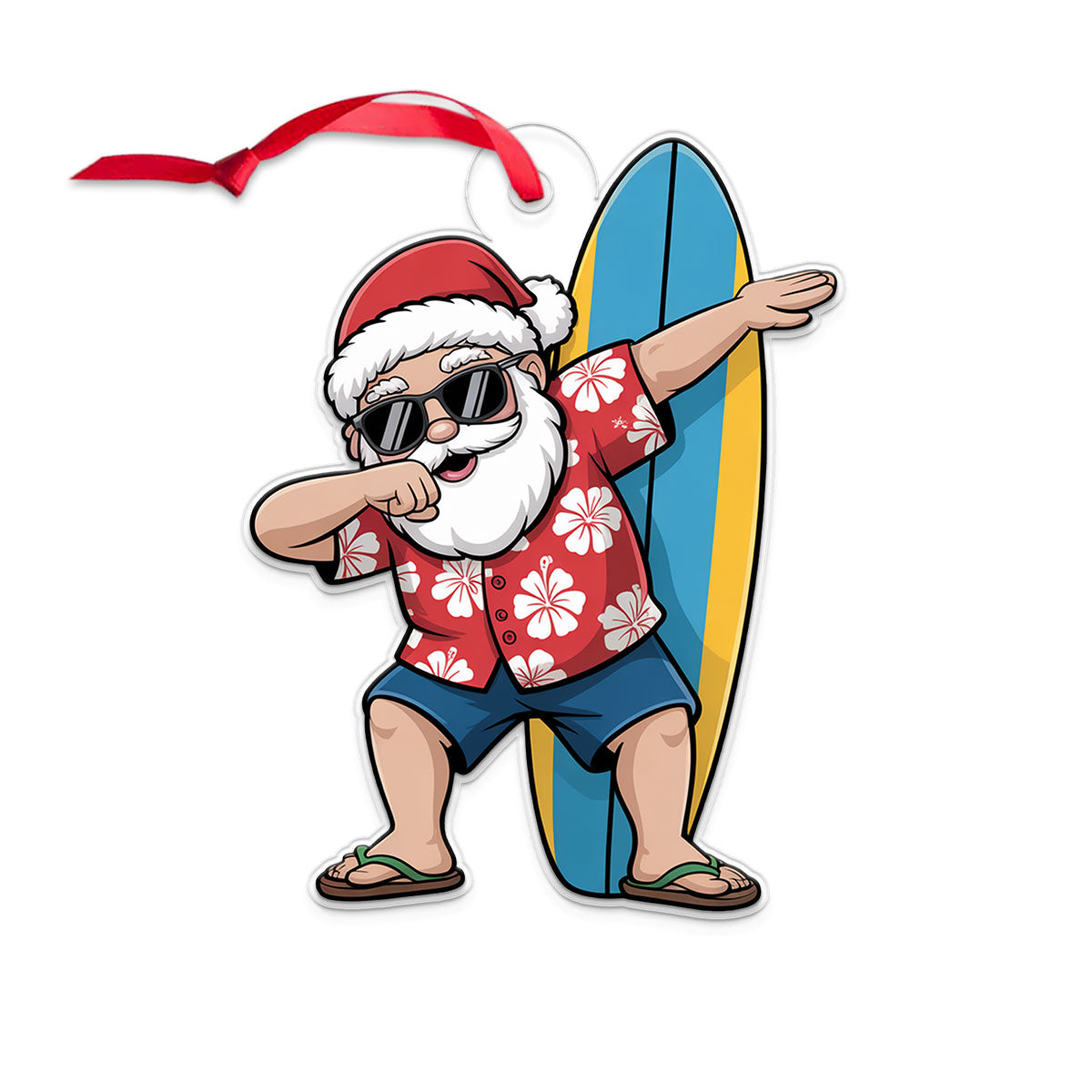 Mele Kalikimaka Dabbing Santa Acrylic Ornament Christmas Gift