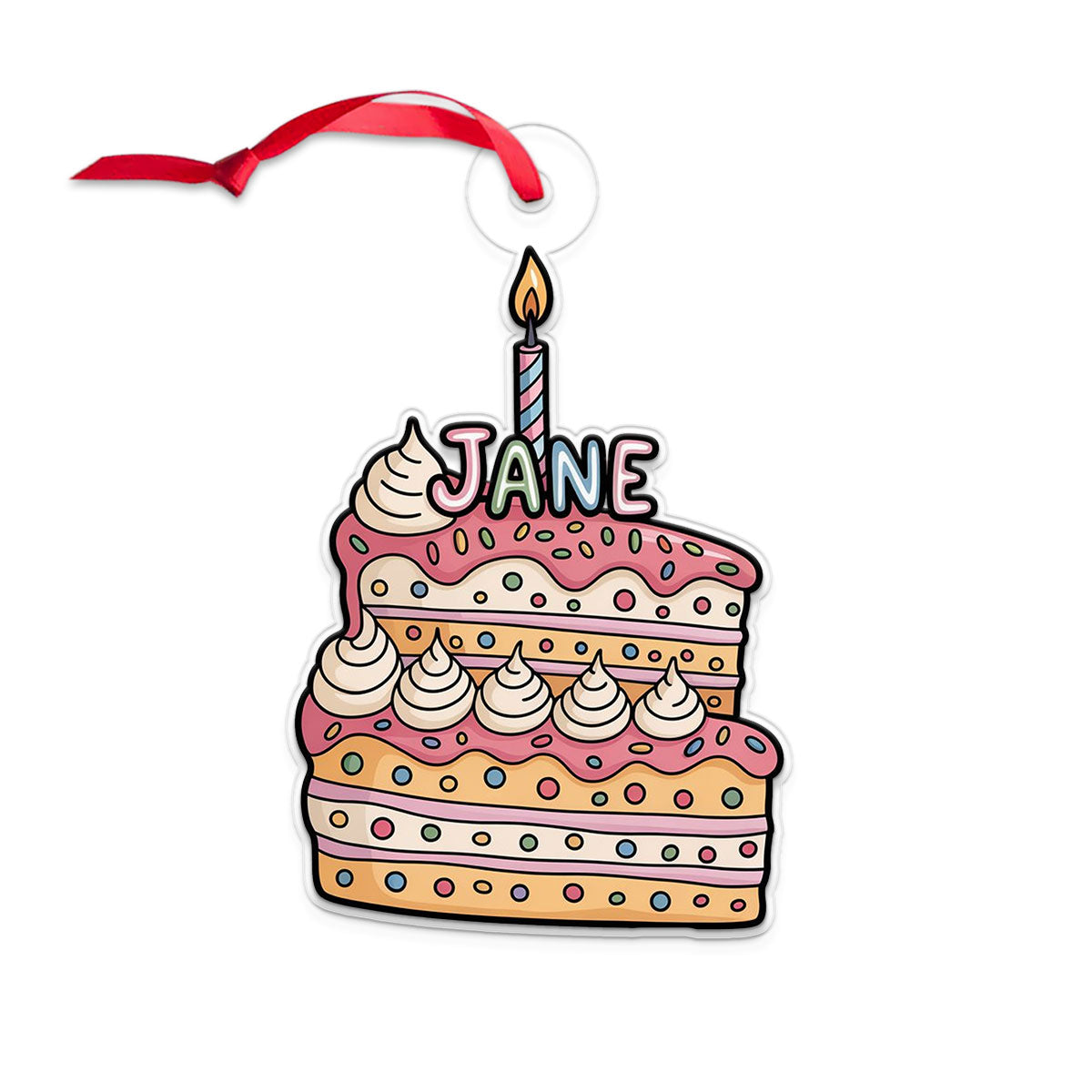 Custom Birthday Cake Ornament, Personalized Funny Christmas Ornament, Party Lover Holiday Gift, Quirky Keepsake Decoration, Xmas Ornament