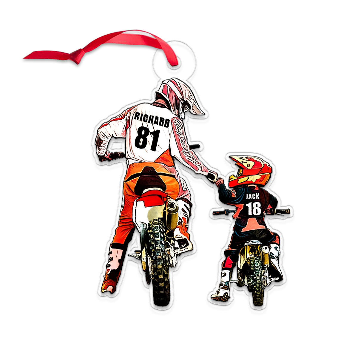 Personalized Motocross Dad And Kid Acrylic Ornament Christmas Gift