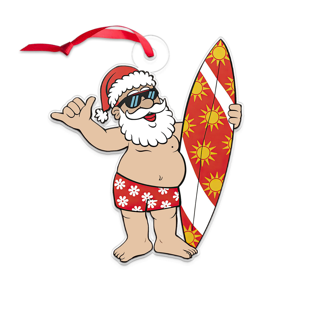 Santa Claus With His Surfboard Acrylic Ornament Christmas Gift