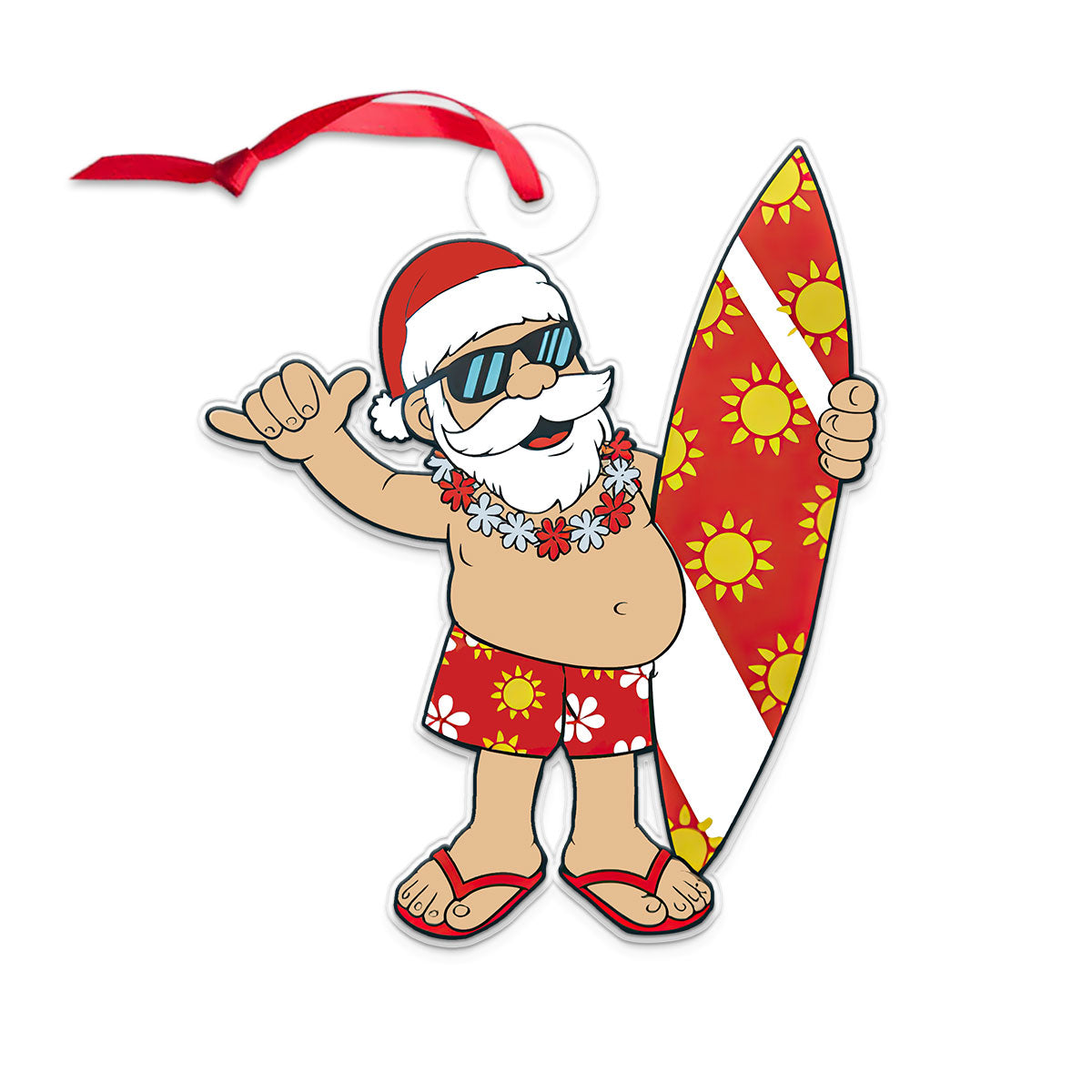 Santa Claus With His Surfboard 2 Acrylic Ornament Christmas Gift