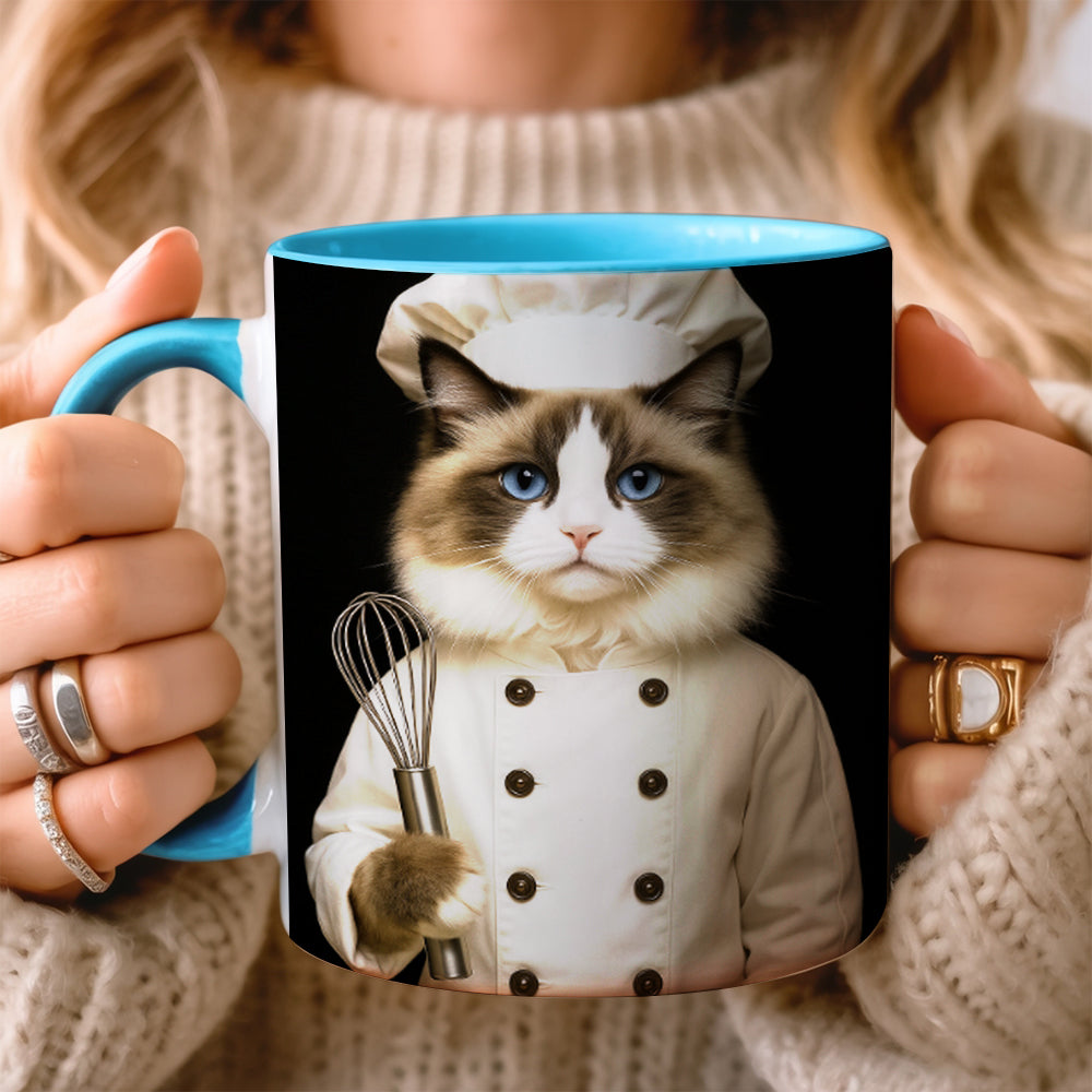 Custom Photo Cat Chef Mug _ Gift For Cat Lovers