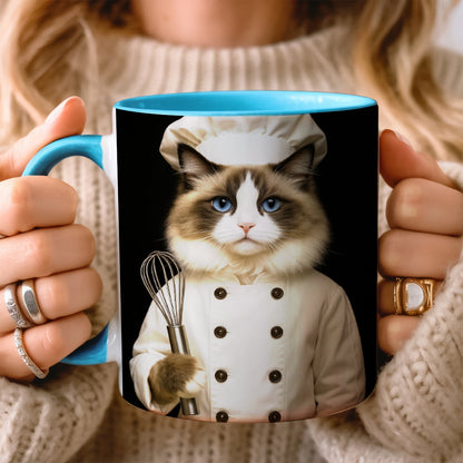 Custom Photo Cat Chef Mug _ Gift For Cat Lovers