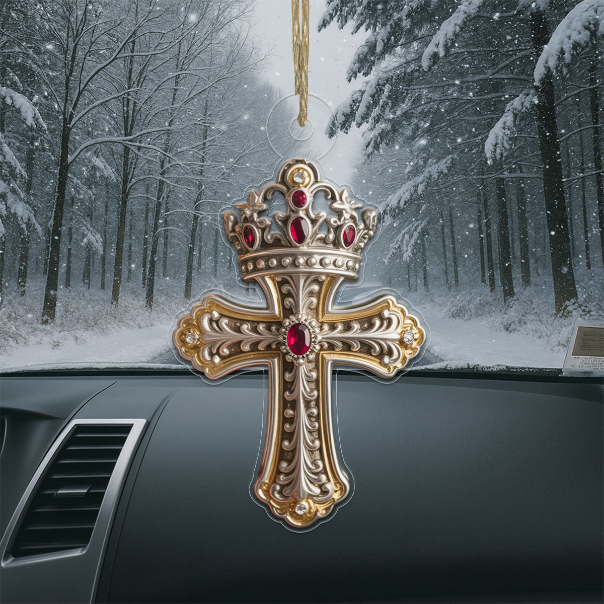 Cross And Crown Jesus Acrylic Ornament Christmas Gift