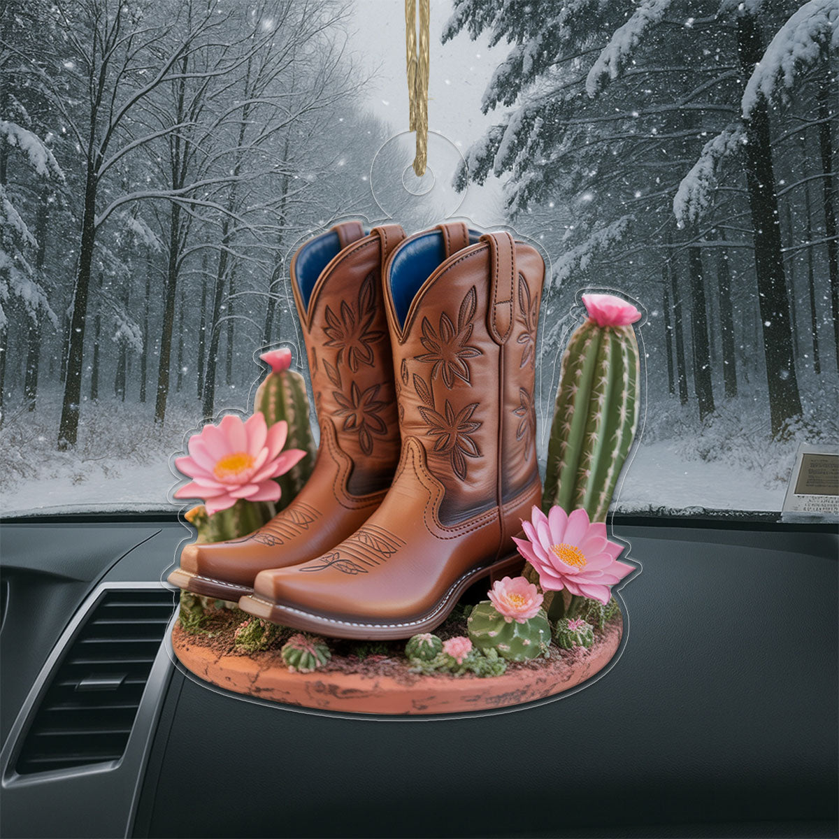 Acrylic Ornament Blooming Western Charm Cowboy Boot copy Acrylic Ornament Christmas Gift