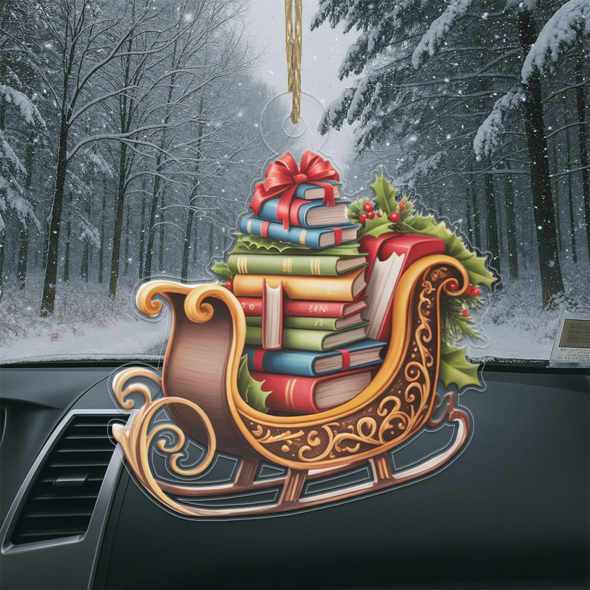 Personalized Bookish Sleigh Ride Acrylic Ornament Christmas Gift