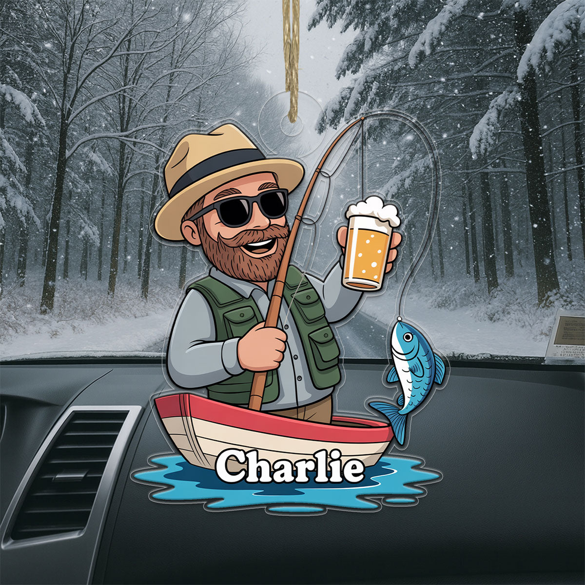 Caricature Fisherman2 Acrylic Ornament Christmas Gift