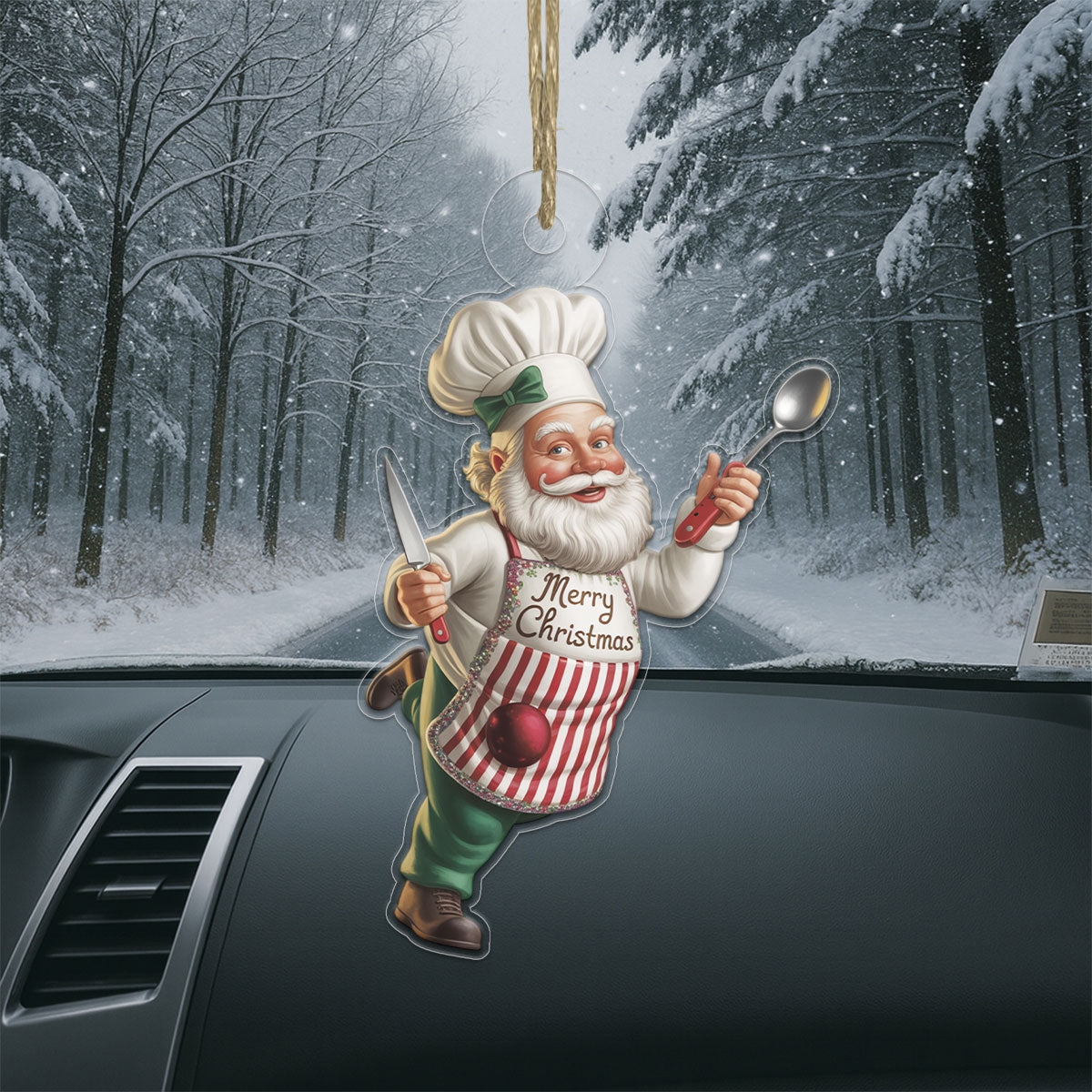 Custom Name Christmas Santa Chef Acrylic Ornament Christmas Gift