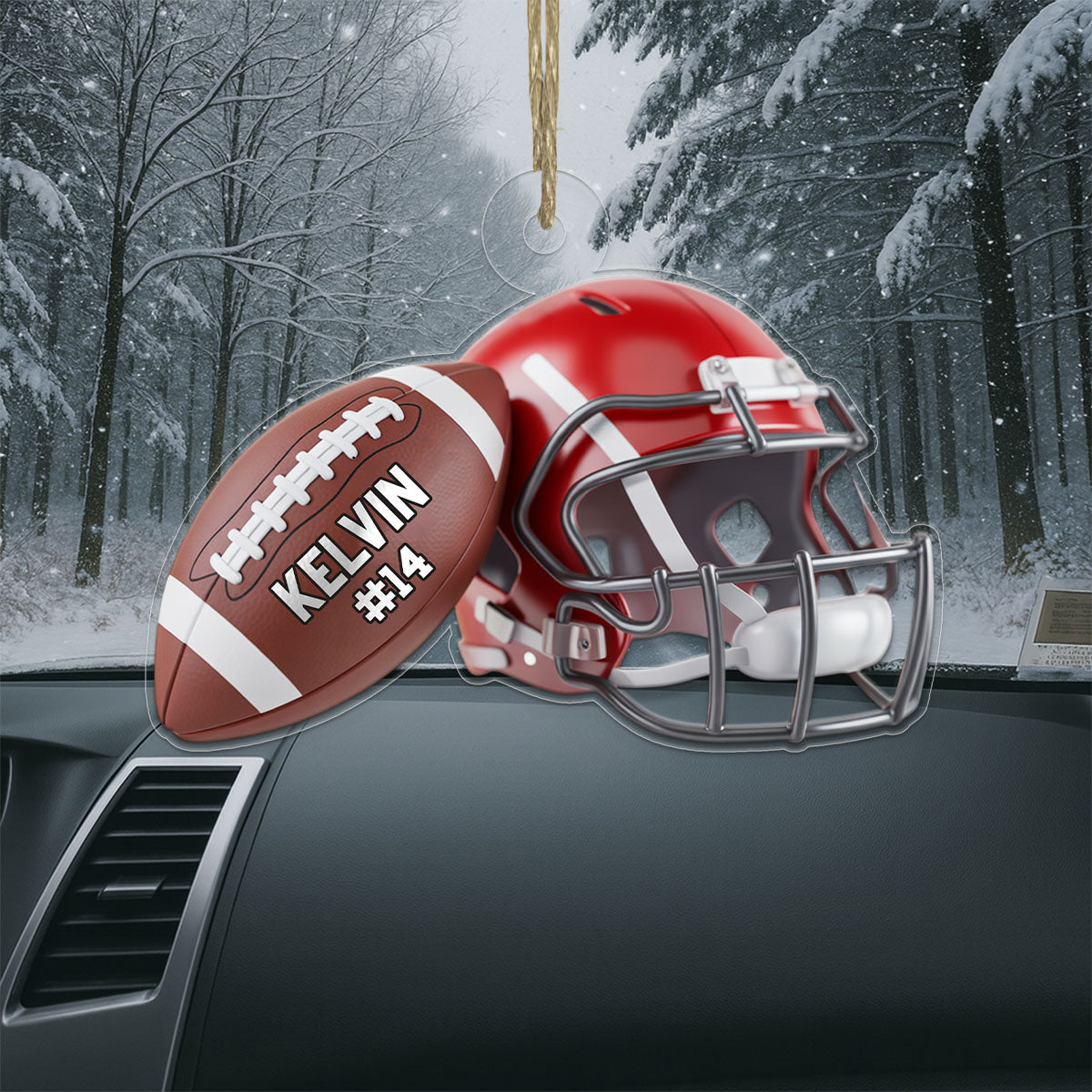 Custom Name American Football Helmet Player Acrylic Ornament Christmas Gift