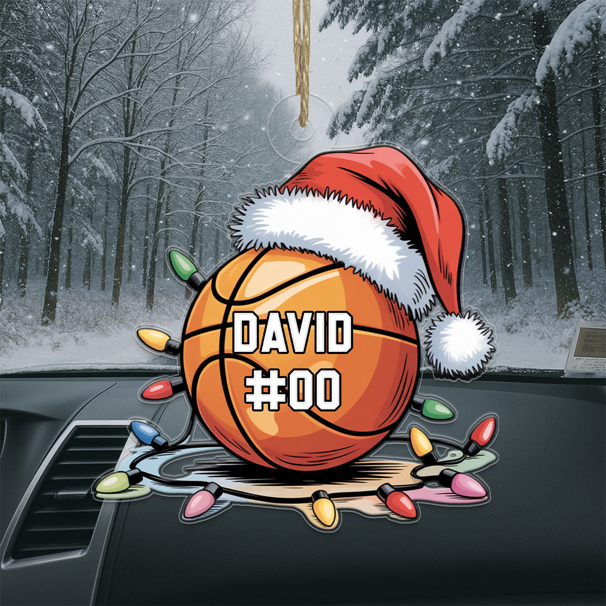Custom Name And Number Basketball Santa Acrylic Ornament Christmas Gift