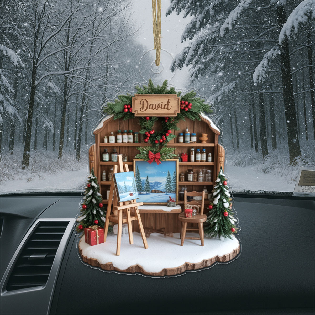 Custom Name Art Lover, Panting Lover Acrylic Ornament Christmas Gift