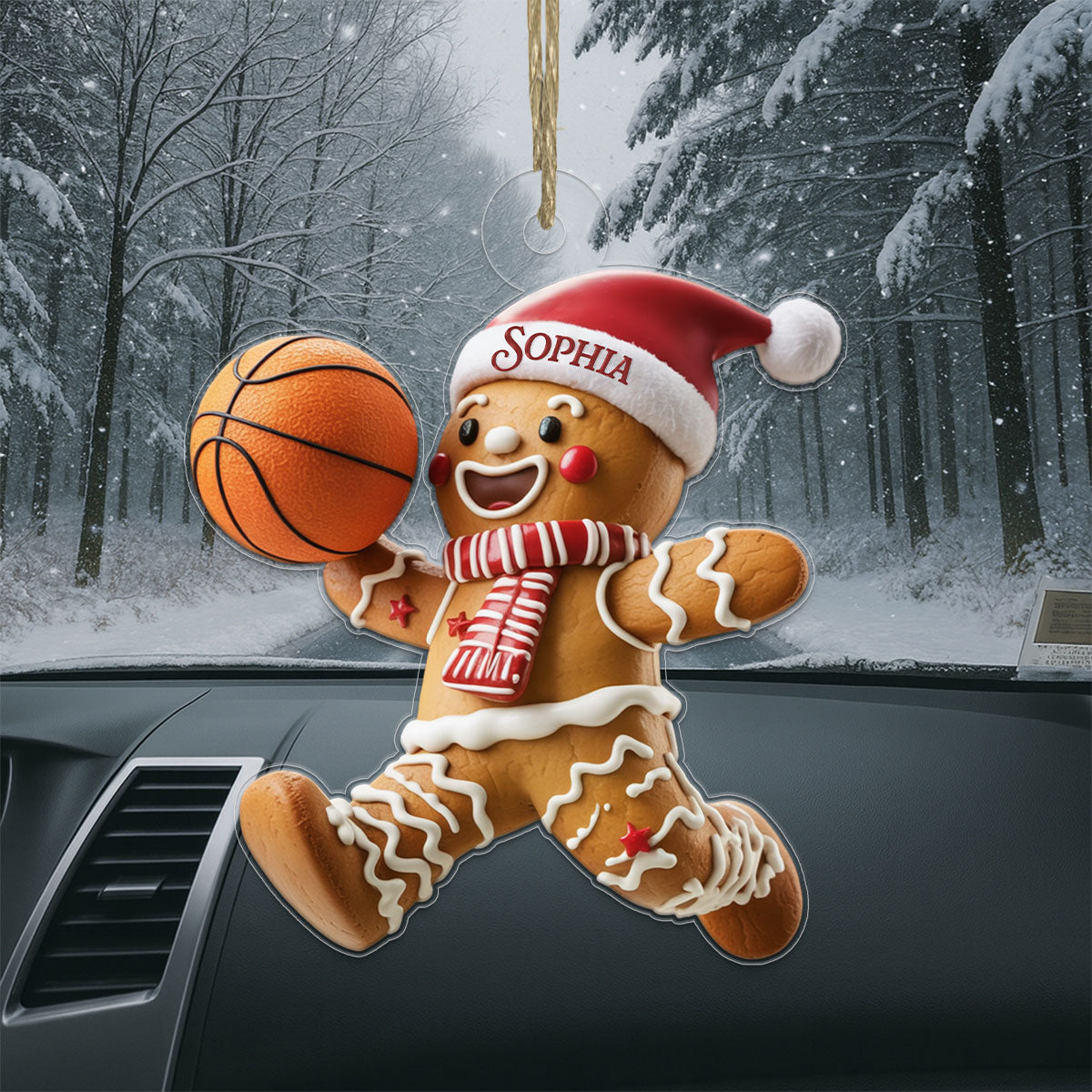 Custom Name Basketball Gingerbread Acrylic Ornament Christmas Gift