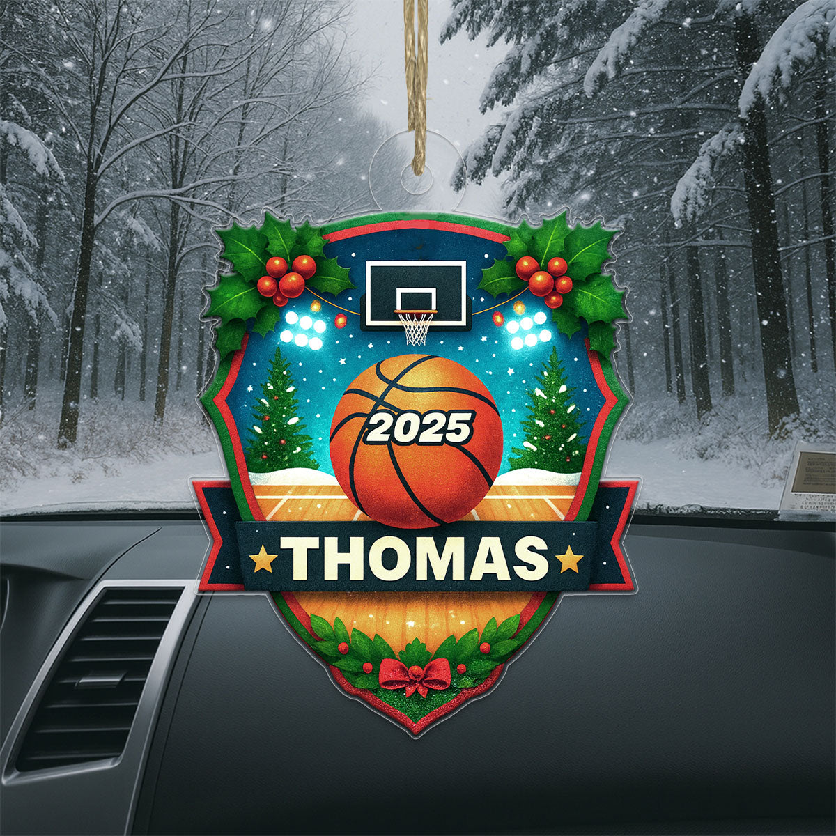 Custom Name Basketball Xmas Acrylic Ornament Christmas Gift