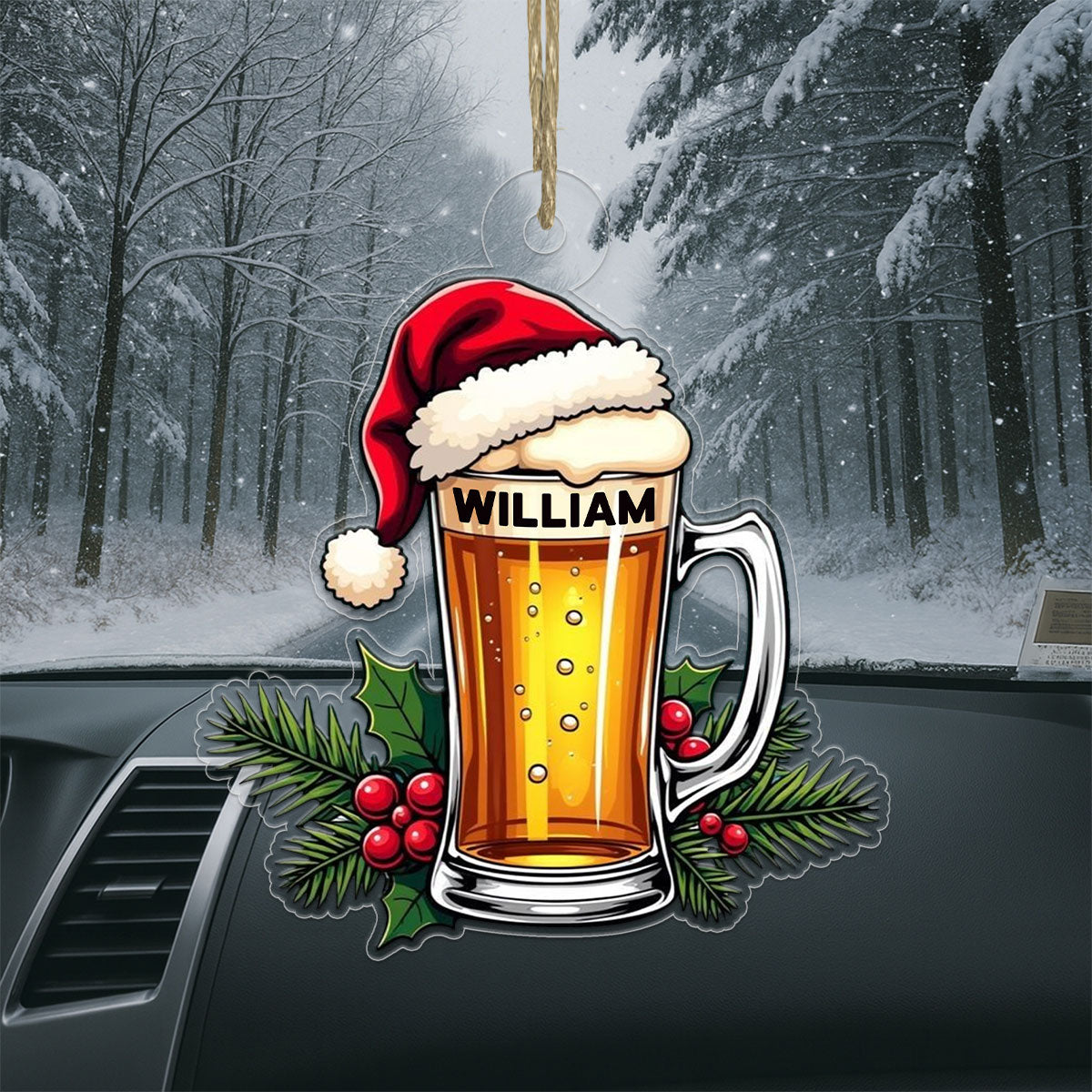 Custom Name Beer Lover Xmas Acrylic Ornament Christmas Gift