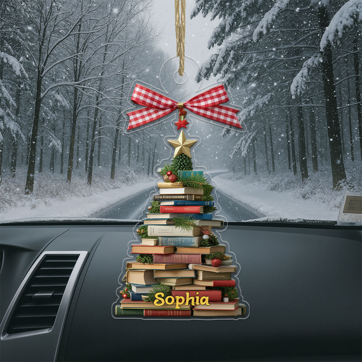 Custom Name Book Lover Acrylic Ornament Christmas Gift