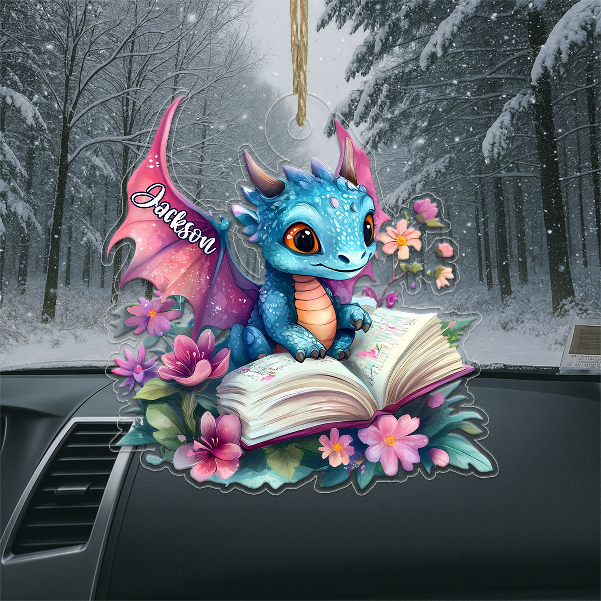Custom Name Book Lover with Dragon Acrylic Ornament Christmas Gift