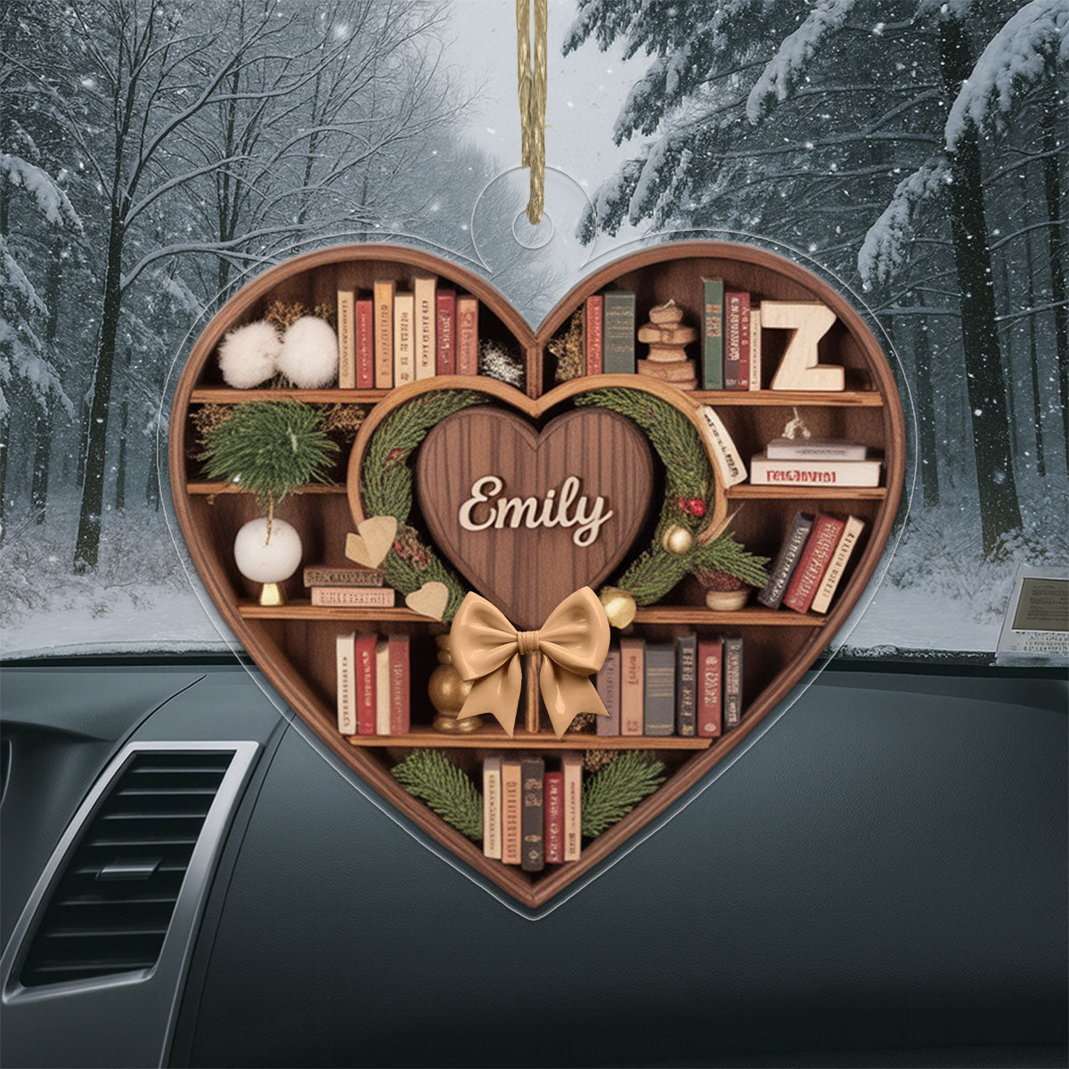 Custom Name Bookcase Acrylic Ornament Christmas Gift