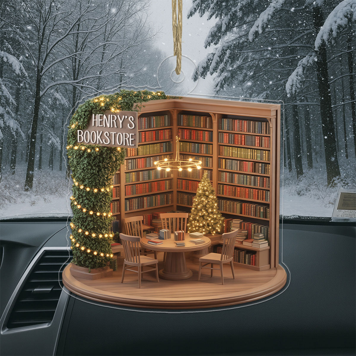 Custom Name Bookstore Xmas Acrylic Ornament Christmas Gift