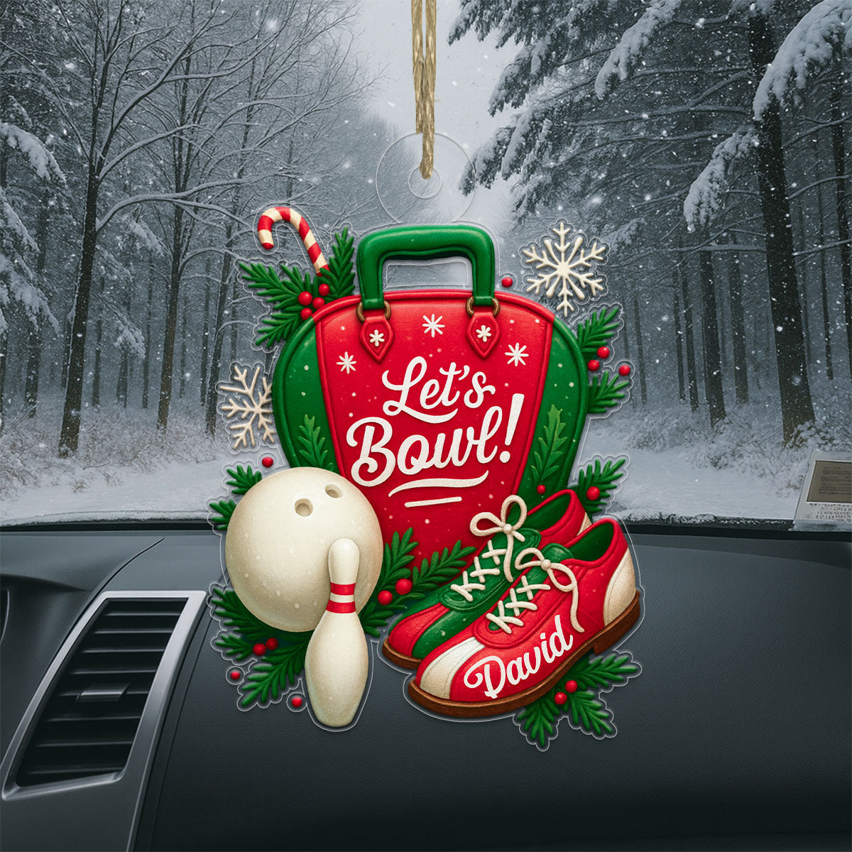 Custom Name Bowling Lover Xmas Acrylic Ornament Christmas Gift