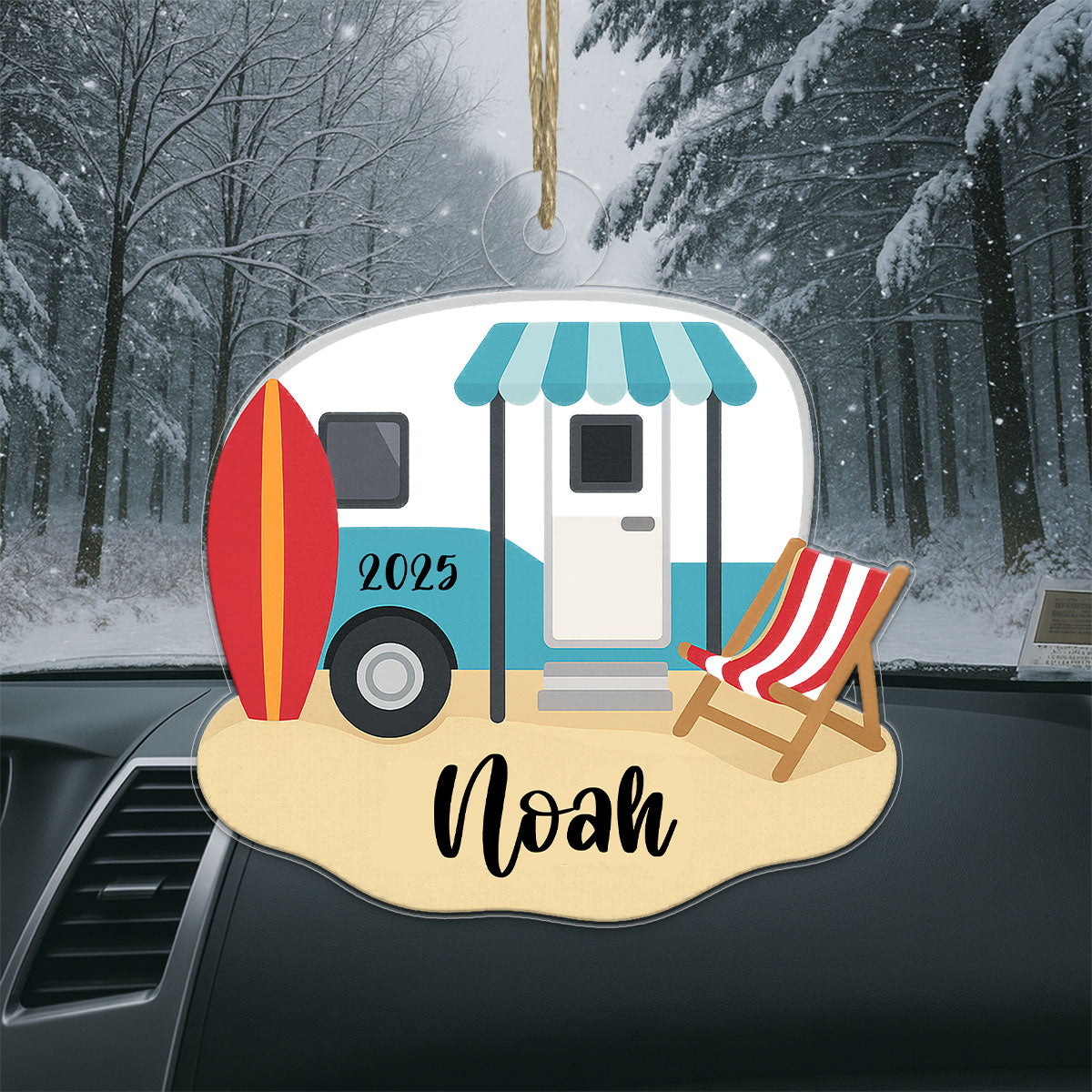 Custom Name Camping Beach For Travel Lover Acrylic Ornament Christmas Gift