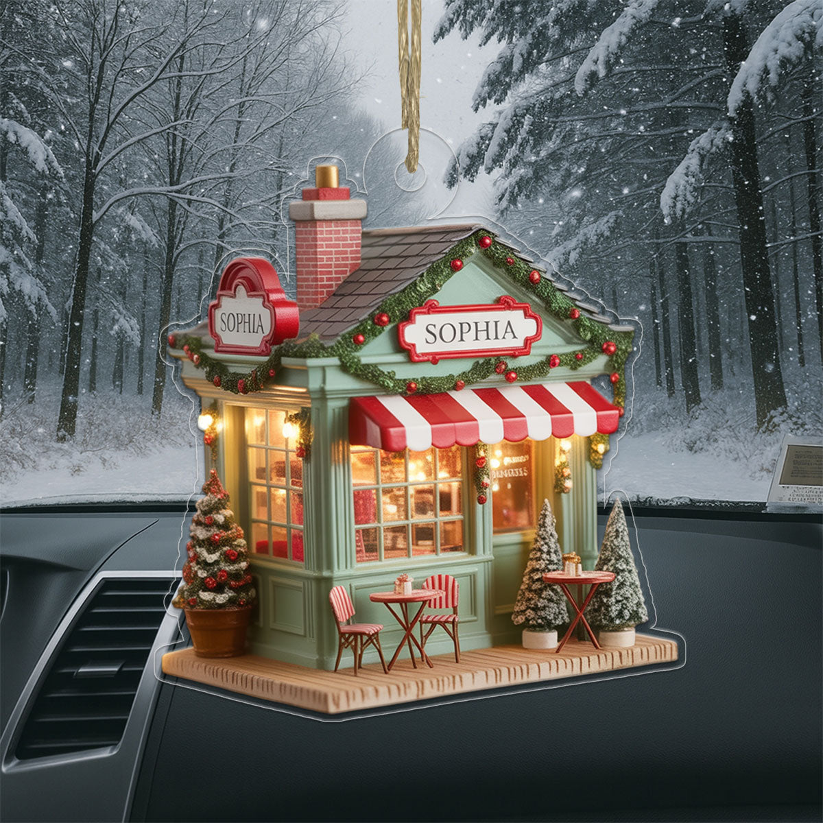 Custom Name Coffee Store Acrylic Ornament Christmas Gift