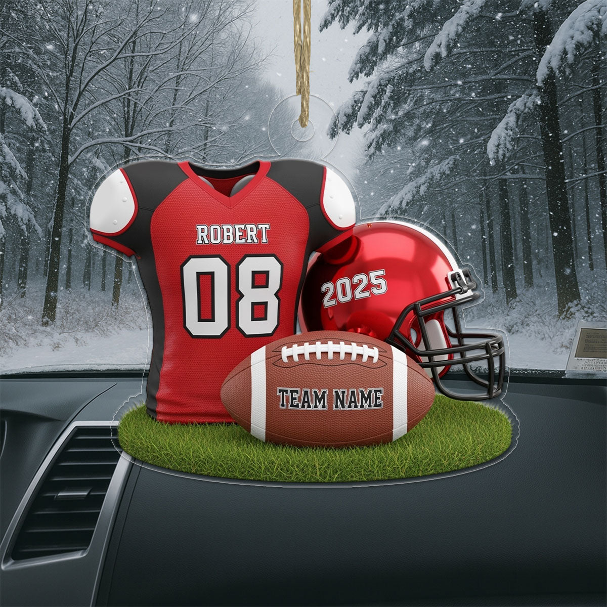Custom Name Football Player Uniform Acrylic Ornament Christmas Gift