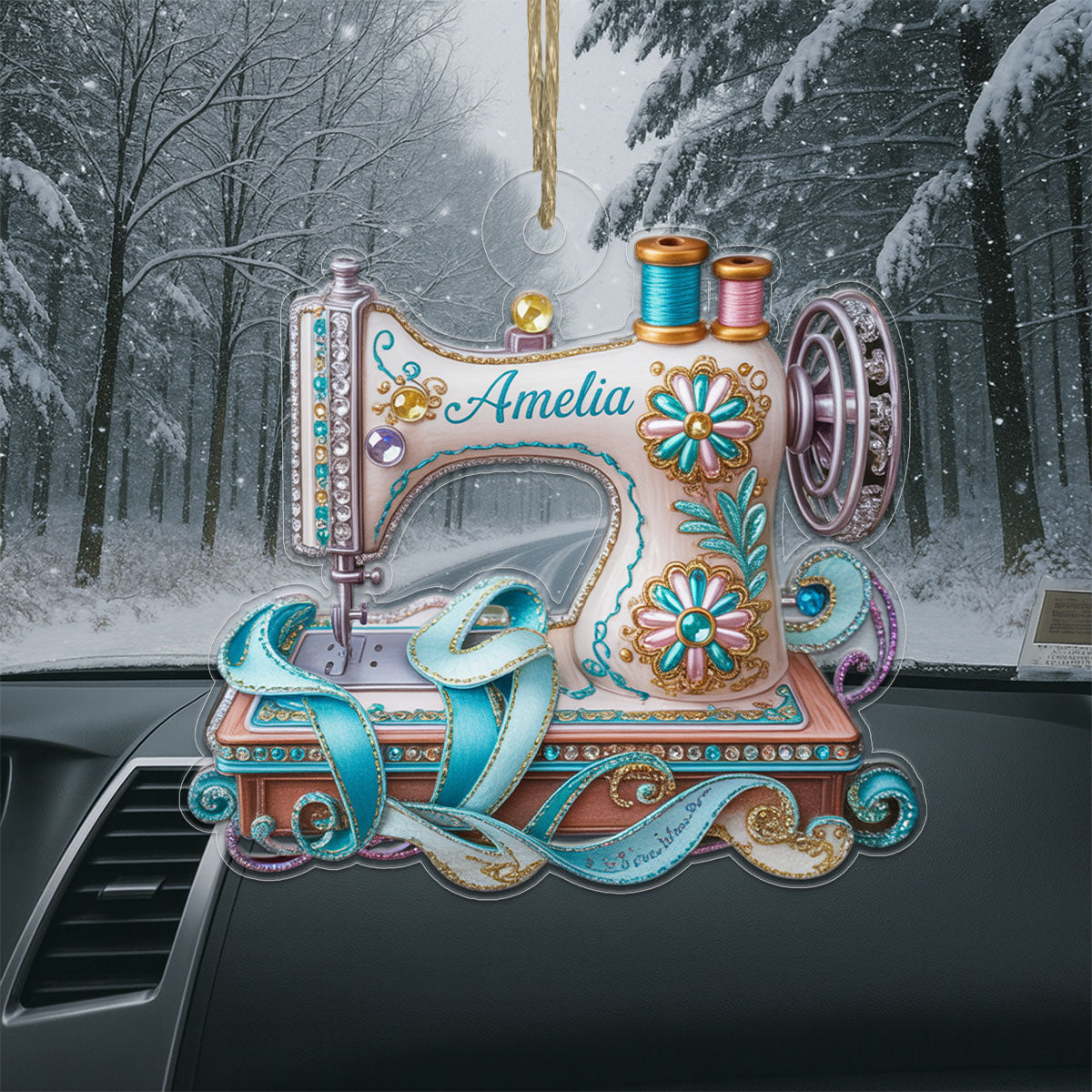 Custom Name Sewing Lover Acrylic Ornament Christmas Gift