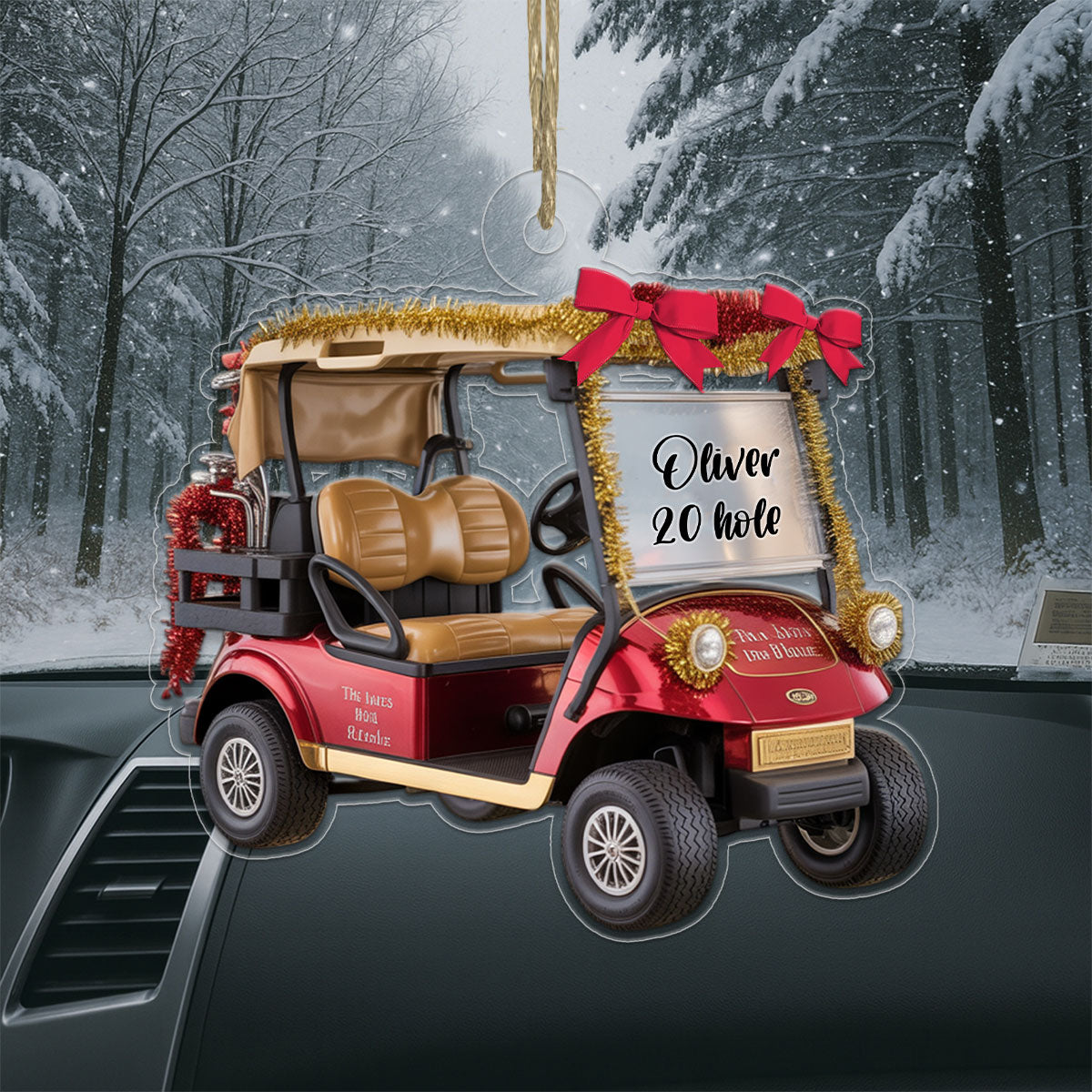 Custom Name Golf Car Christmas Acrylic Ornament Christmas Gift