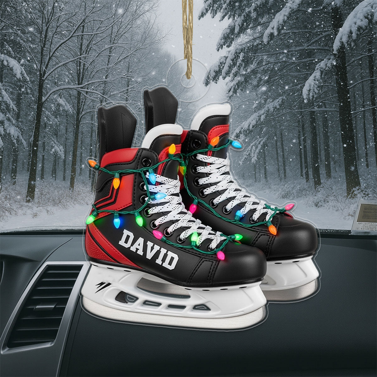 Custom Name Ice Hockey Skates Player Acrylic Ornament Christmas Gift
