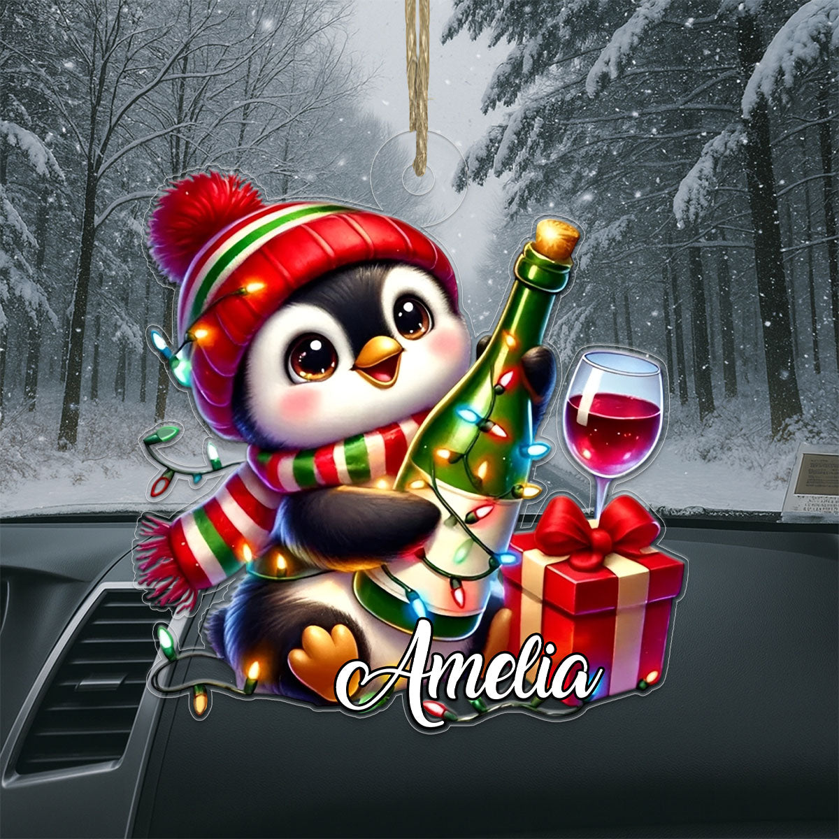 Custom Name Penguin Wine Lover