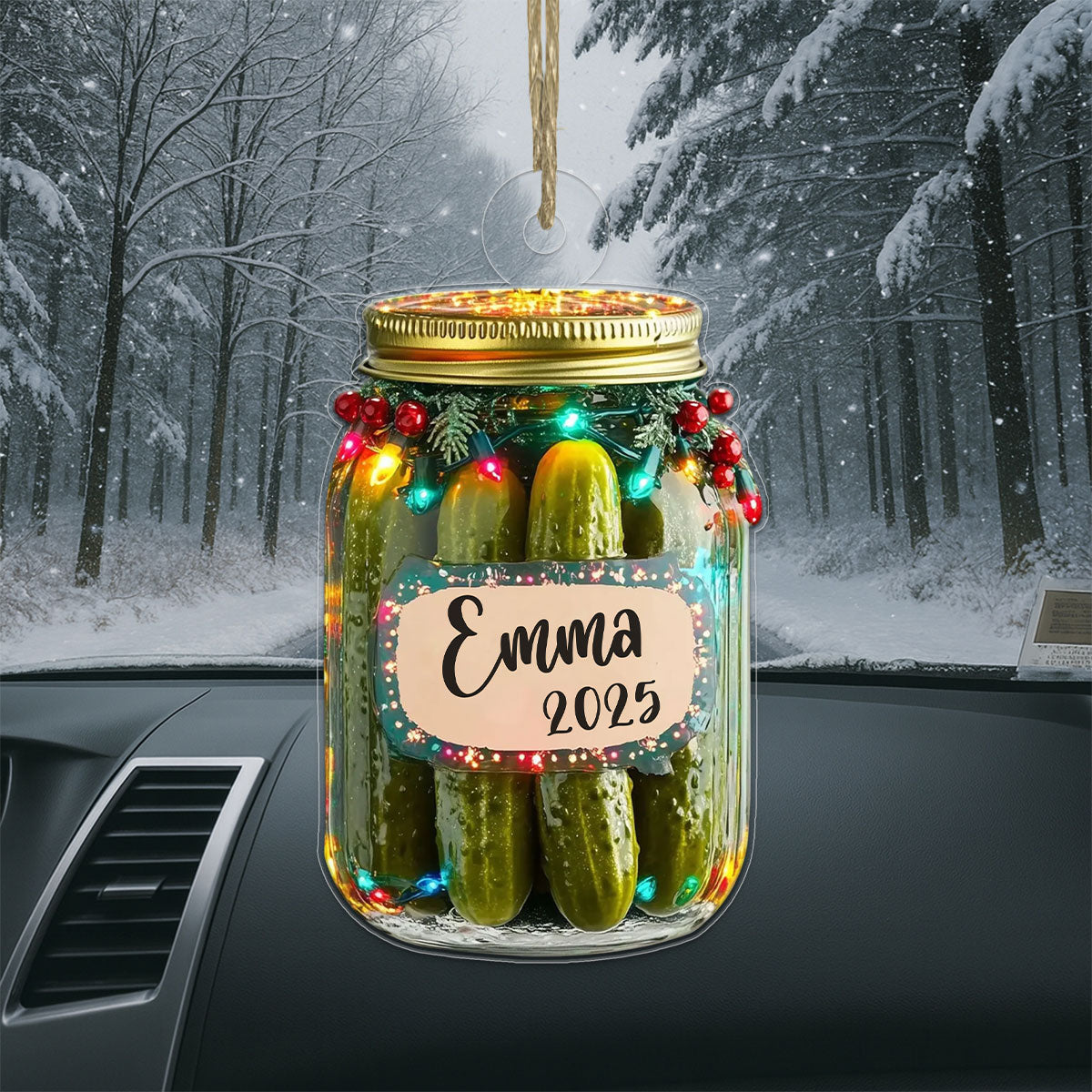 Custom Name Pickle Jar Christmas Acrylic Ornament Christmas Gift