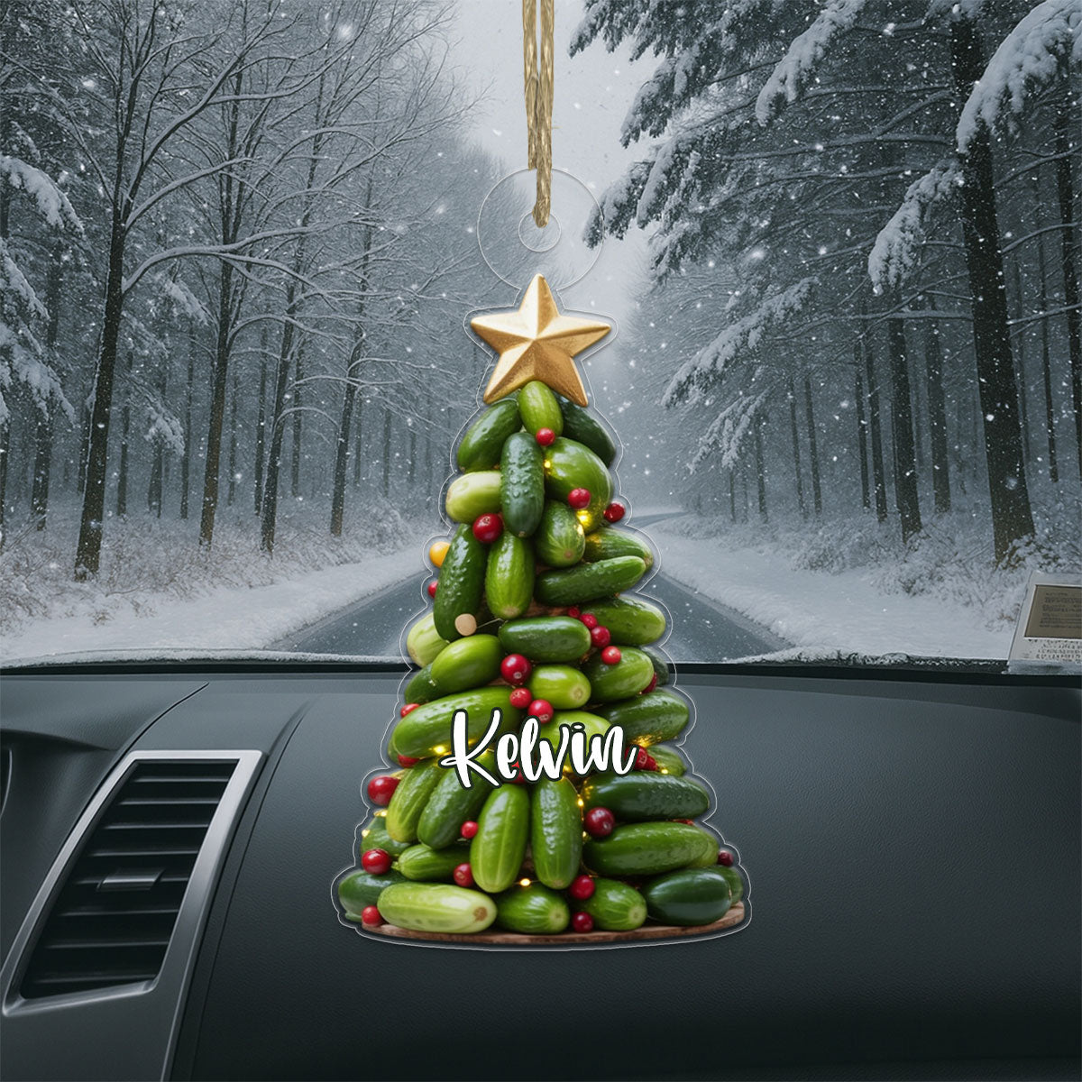 Custom Name Pickle Xmas Tree Acrylic Ornament Christmas Gift