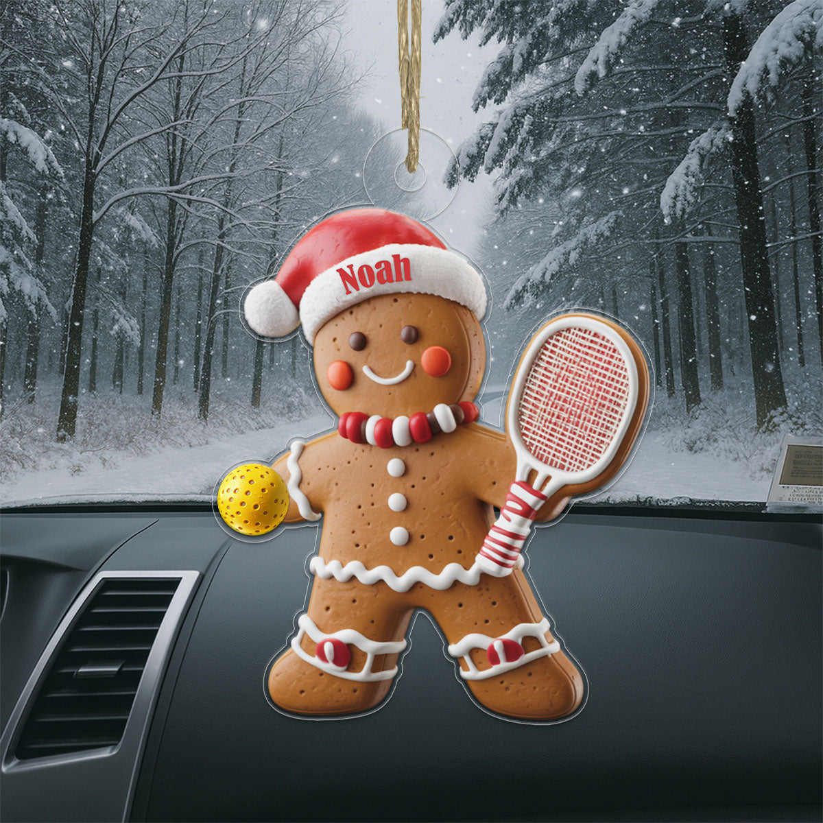 Custom Name Pickleball Gingerbread Acrylic Ornament Christmas Gift