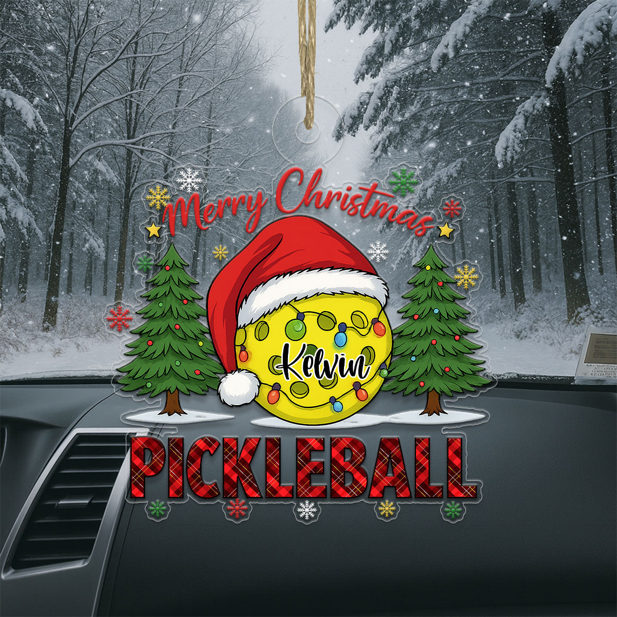 Custom Name Pickleball Merry Xmas Acrylic Ornament Christmas Gift