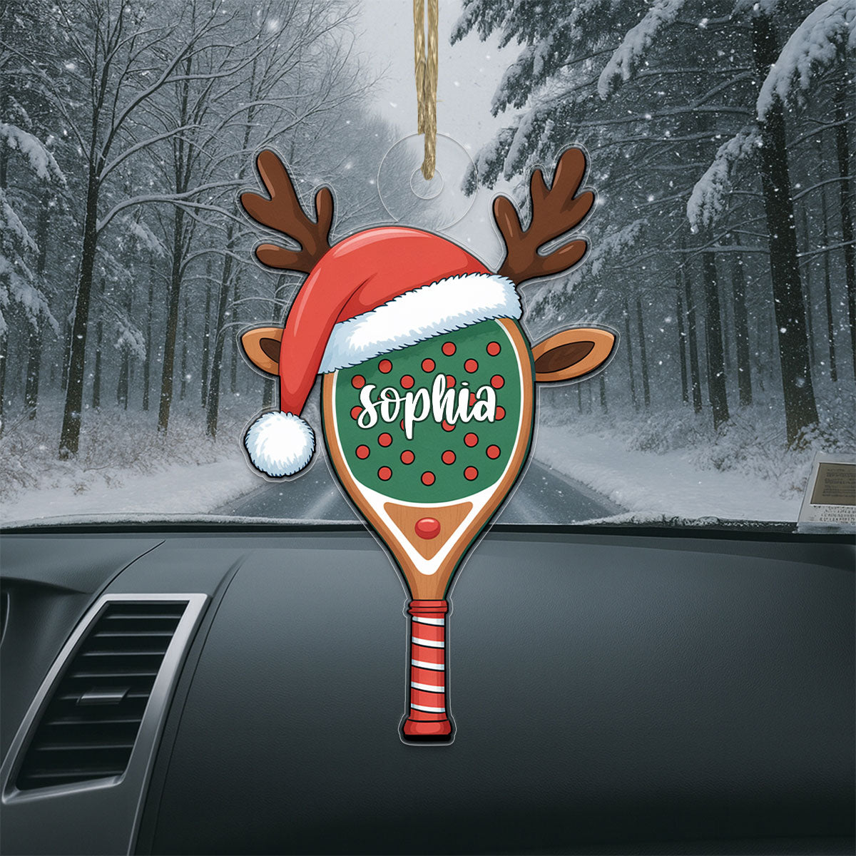 Custom Name Pickleball Racket Xmas Acrylic Ornament Christmas Gift