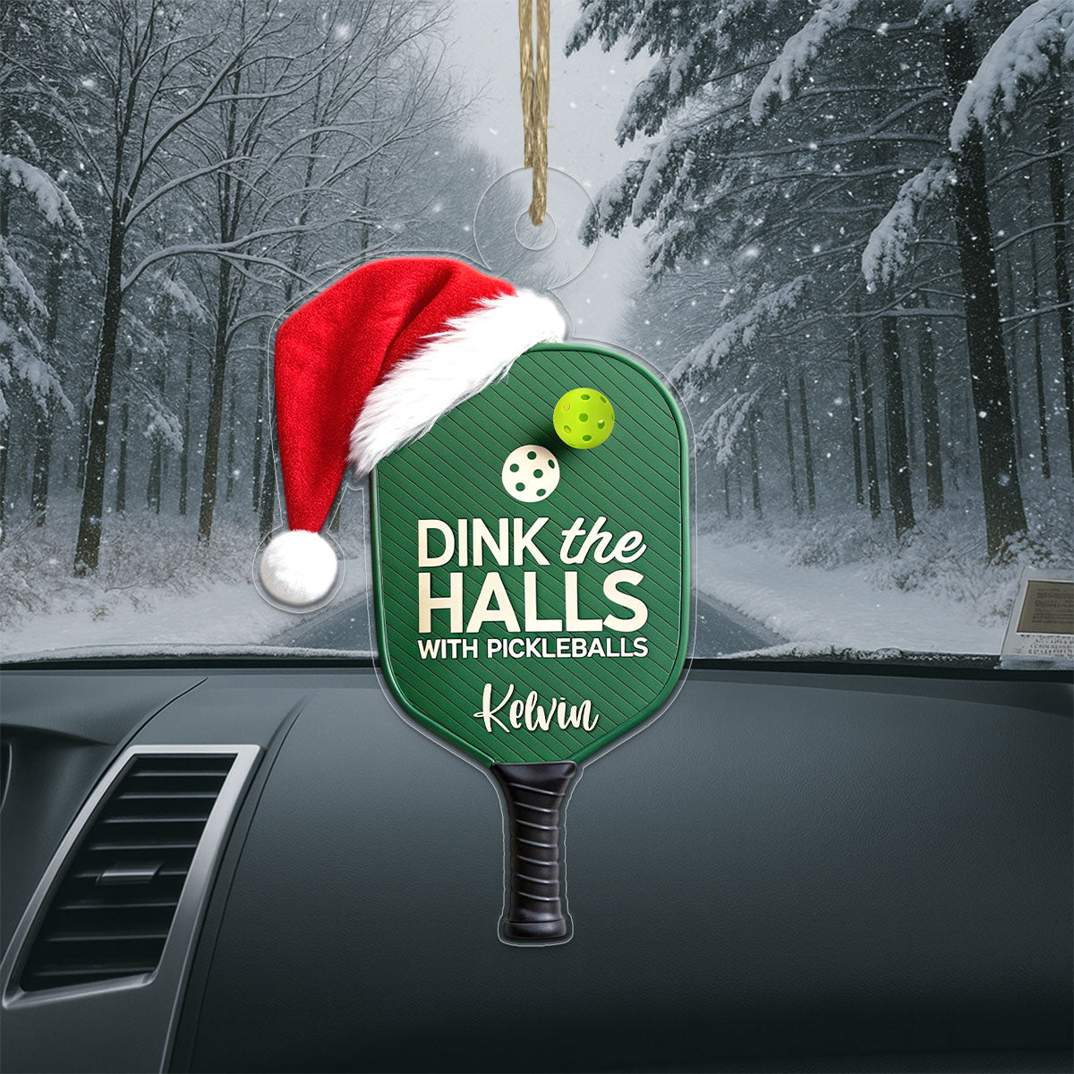 Custom Name Pickleball Santa 2 Acrylic Ornament Christmas Gift