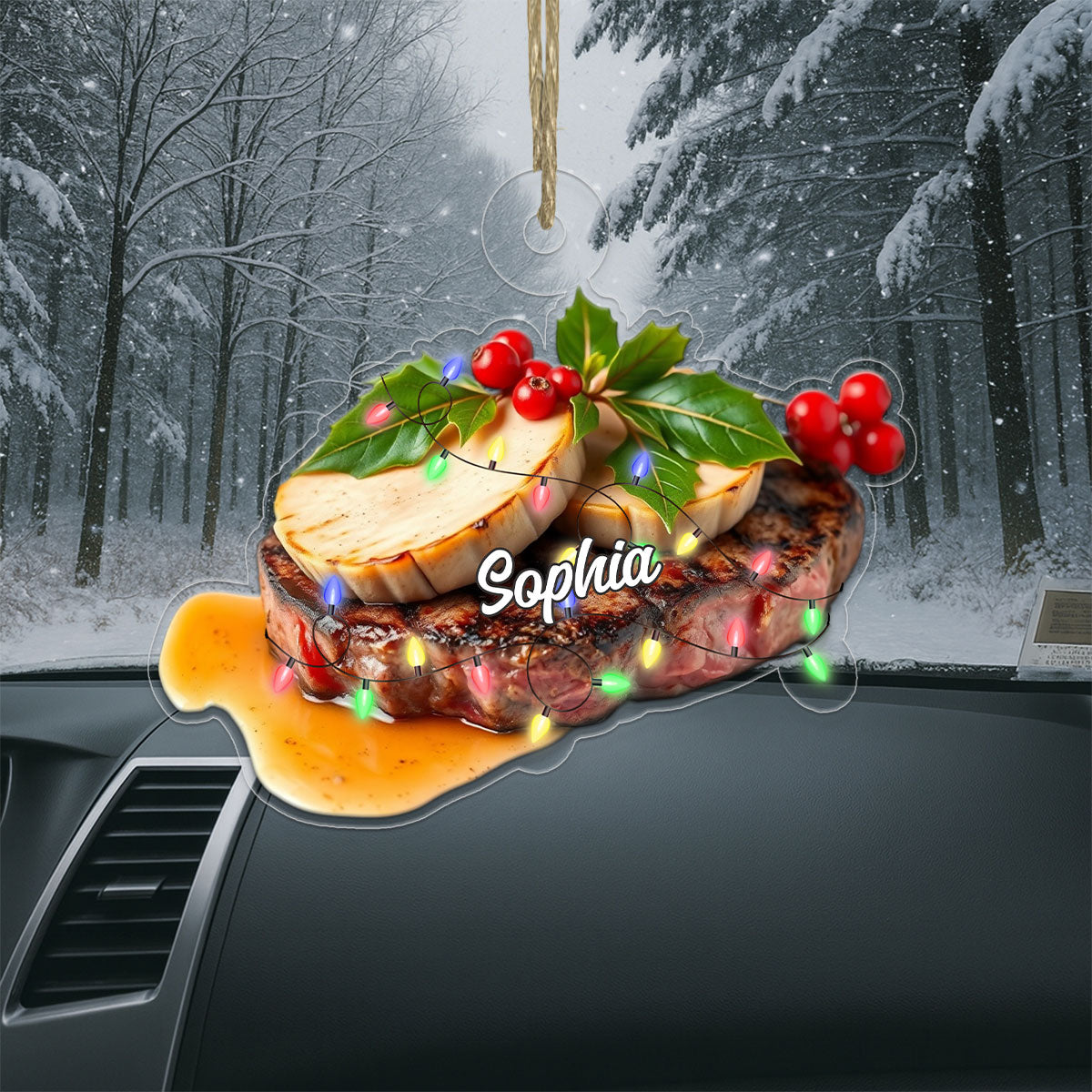 Custom Name Steak Lover Acrylic Ornament Christmas Gift