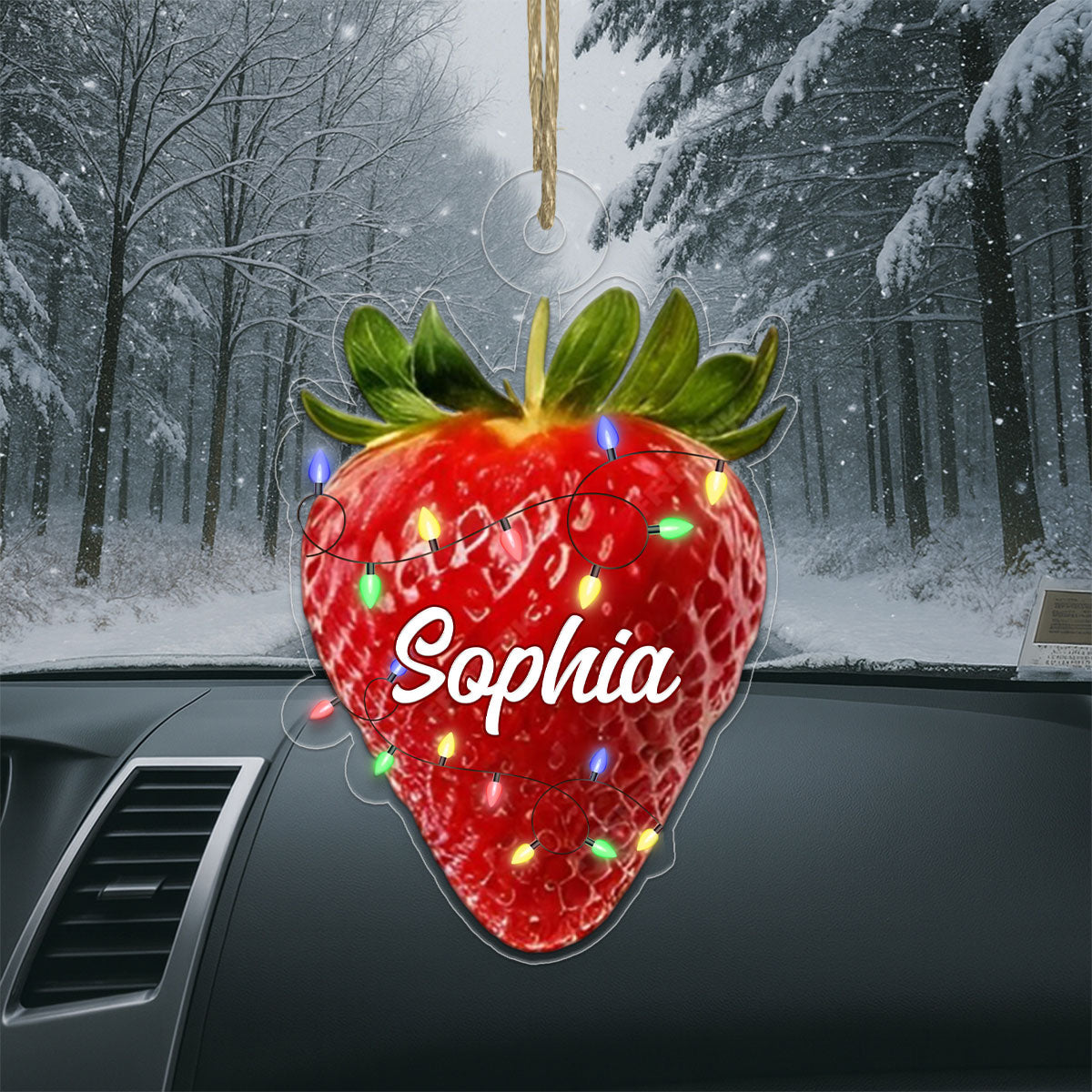 Custom Name Strawberry Xmas Acrylic Ornament Christmas Gift