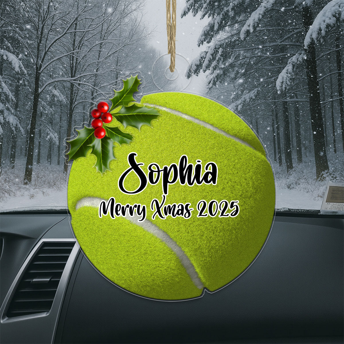 Custom Name Tennis Ball Acrylic Ornament Christmas Gift