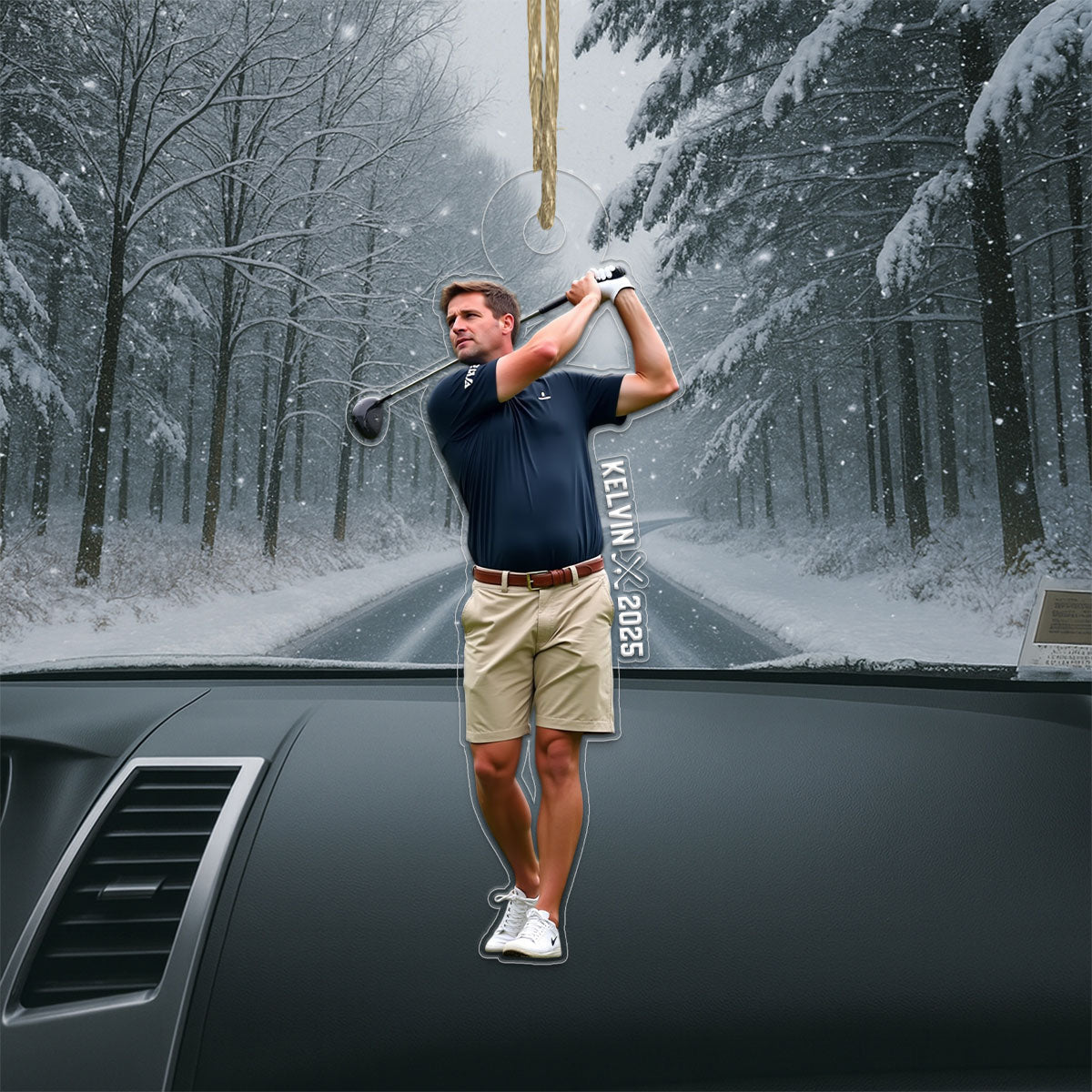 Custom Photo Golf Player Christmas Acrylic Ornament Christmas Gift