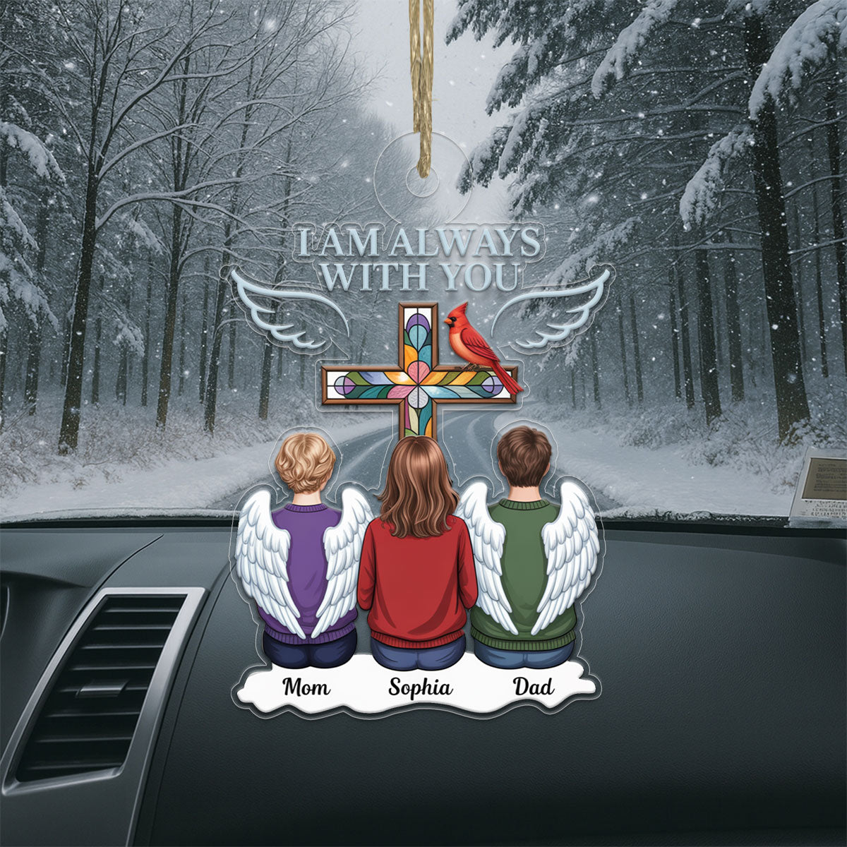 Family Memorial Cross Cardinal Acrylic Ornament Christmas Gift