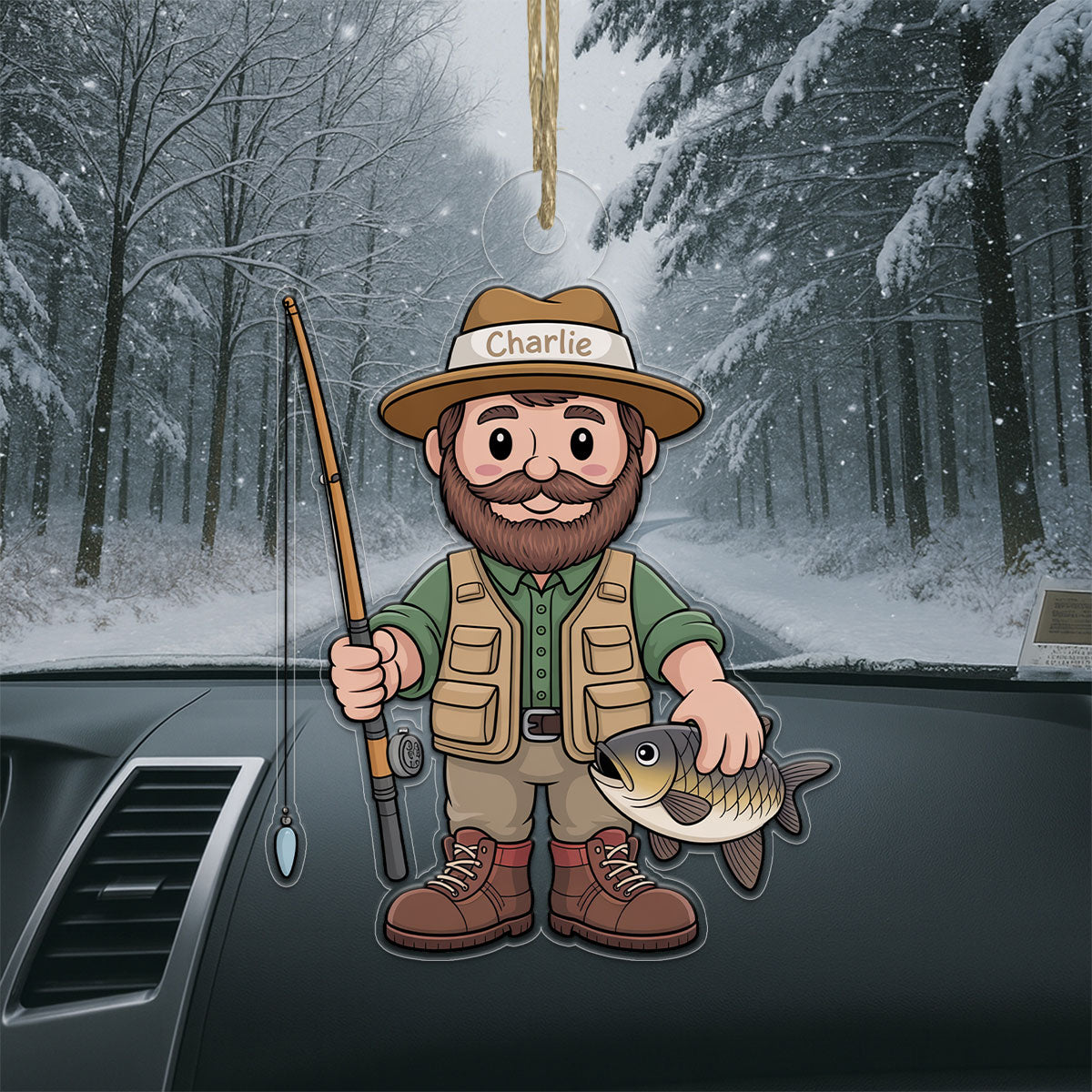 Personalized Fisherman Christmas Acrylic Ornament Christmas Gift