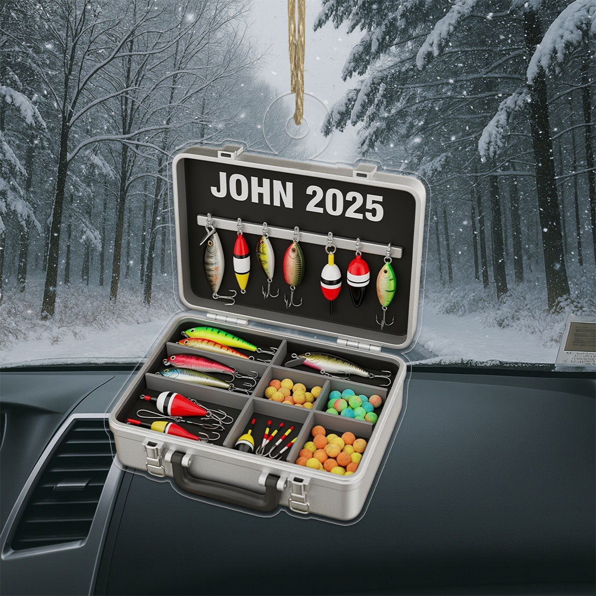 Custom Name Fishing Tackle Box Acrylic Ornament Christmas Gift