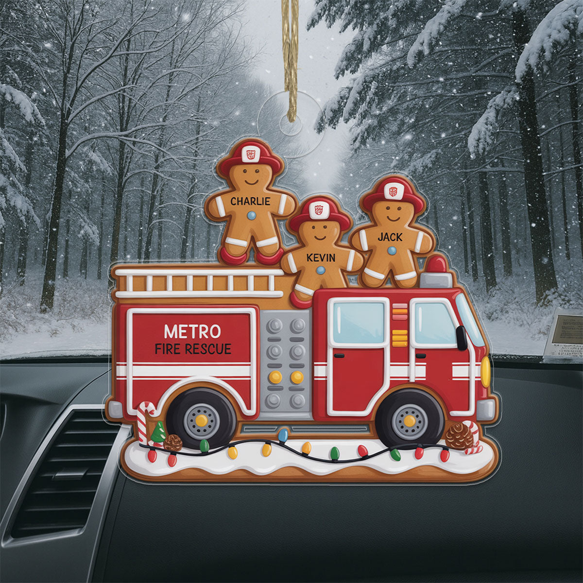 Custom Name Heroes With Festive Firefighter Acrylic Ornament Christmas Gift