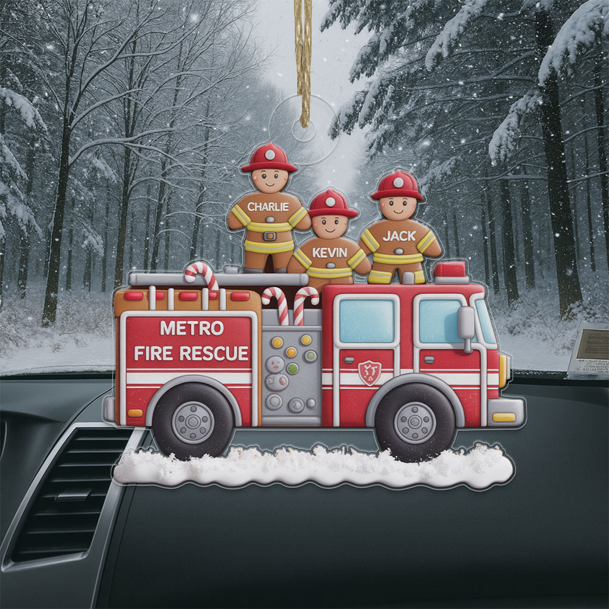 Custom Name Heroes With Festive - Firefighter Acrylic Ornament Christmas Gift