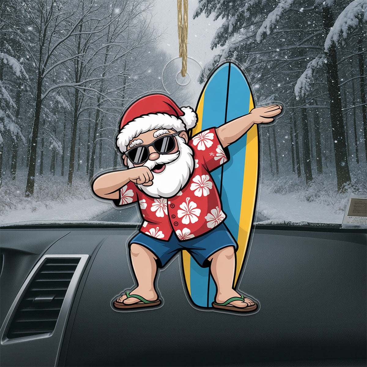 Mele Kalikimaka Dabbing Santa Acrylic Ornament Christmas Gift
