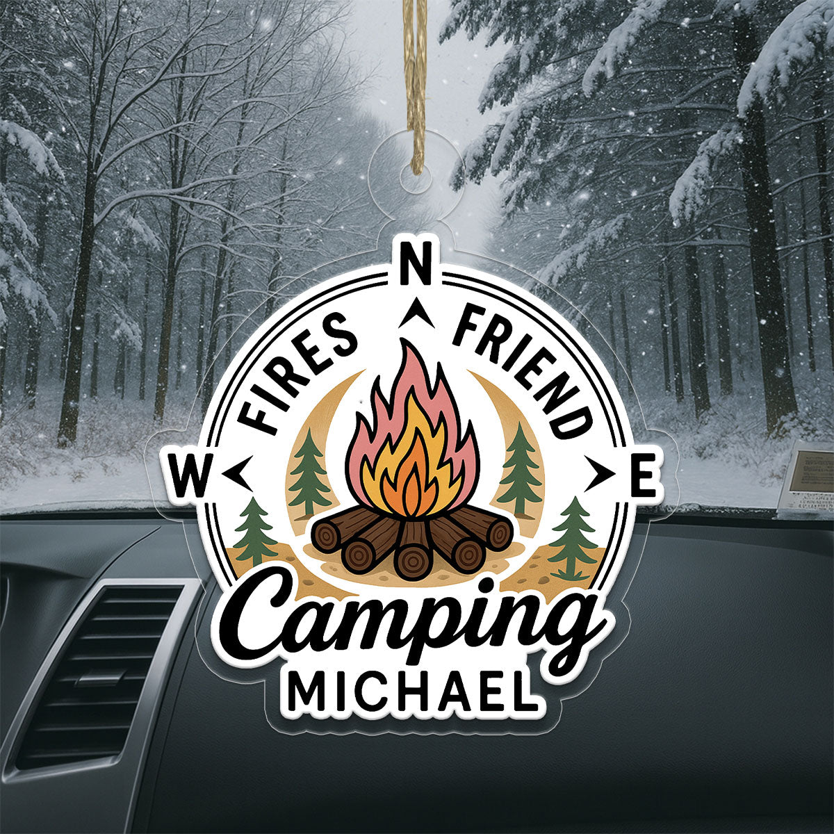 Personalized Fires Friend Camping Ornament, Campfire Friends Gift, Hiking Adventure Ornament, Holiday Keepsake Decoration