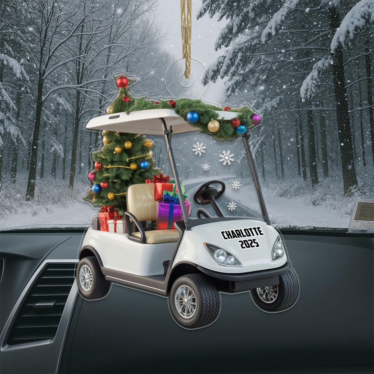 Personalized Golf Cart Xmas Gift Acrylic Ornament Christmas Gift
