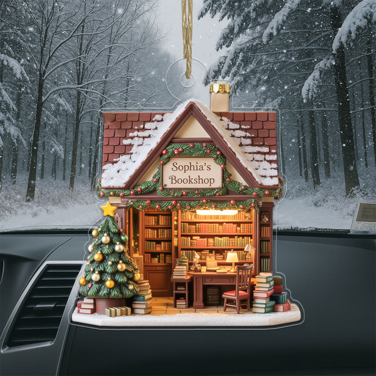 Personalized Name Bookstore Xmas Acrylic Ornament Christmas Gift